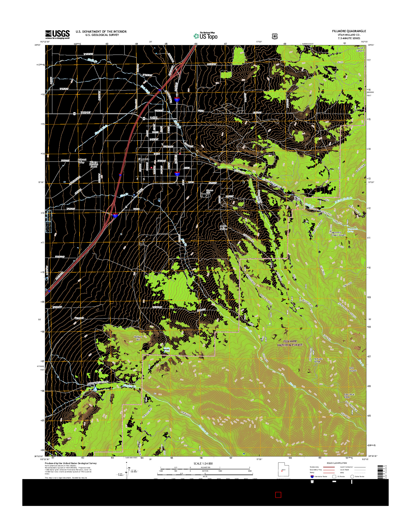 USGS US TOPO 7.5-MINUTE MAP FOR FILLMORE, UT 2017