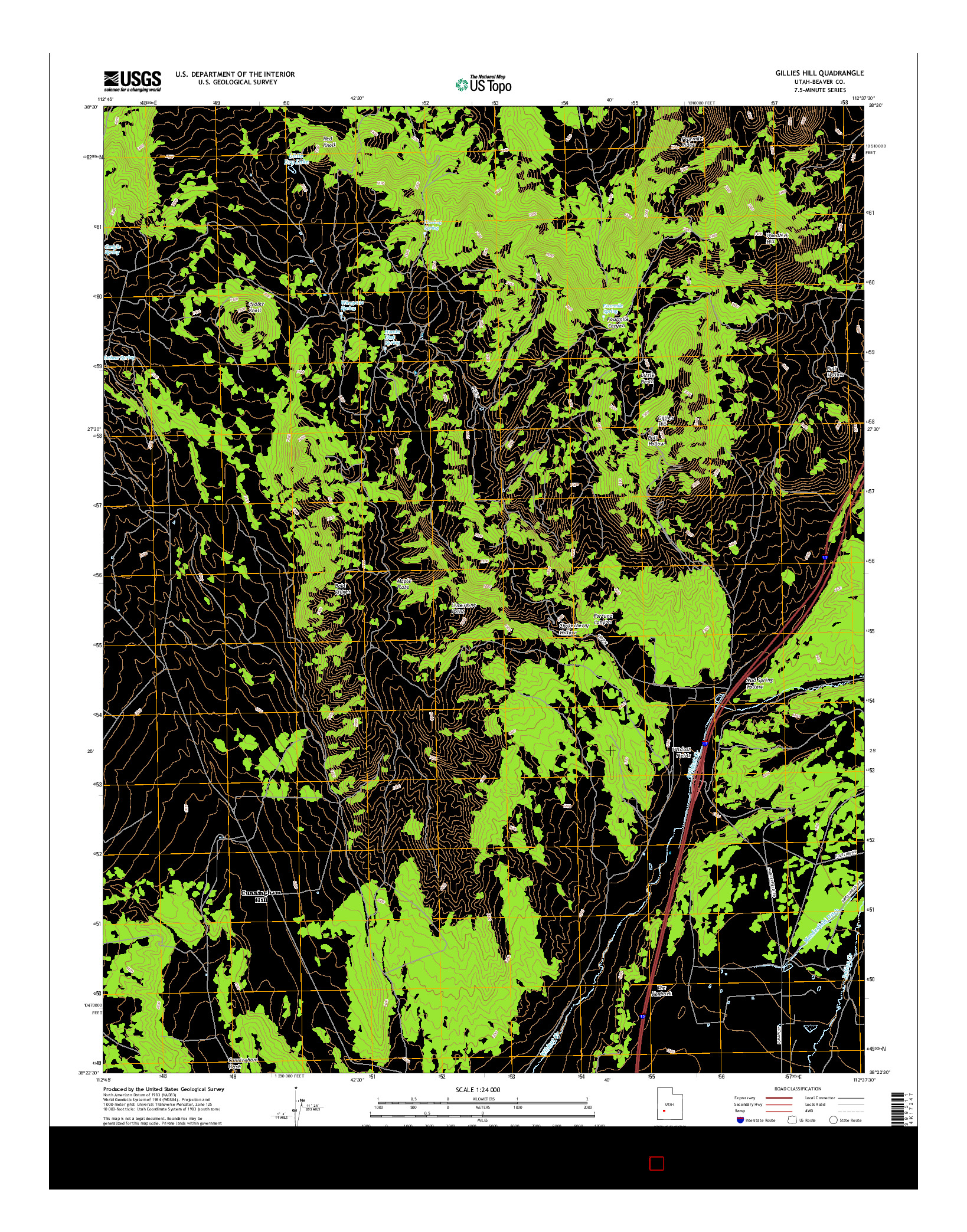 USGS US TOPO 7.5-MINUTE MAP FOR GILLIES HILL, UT 2017