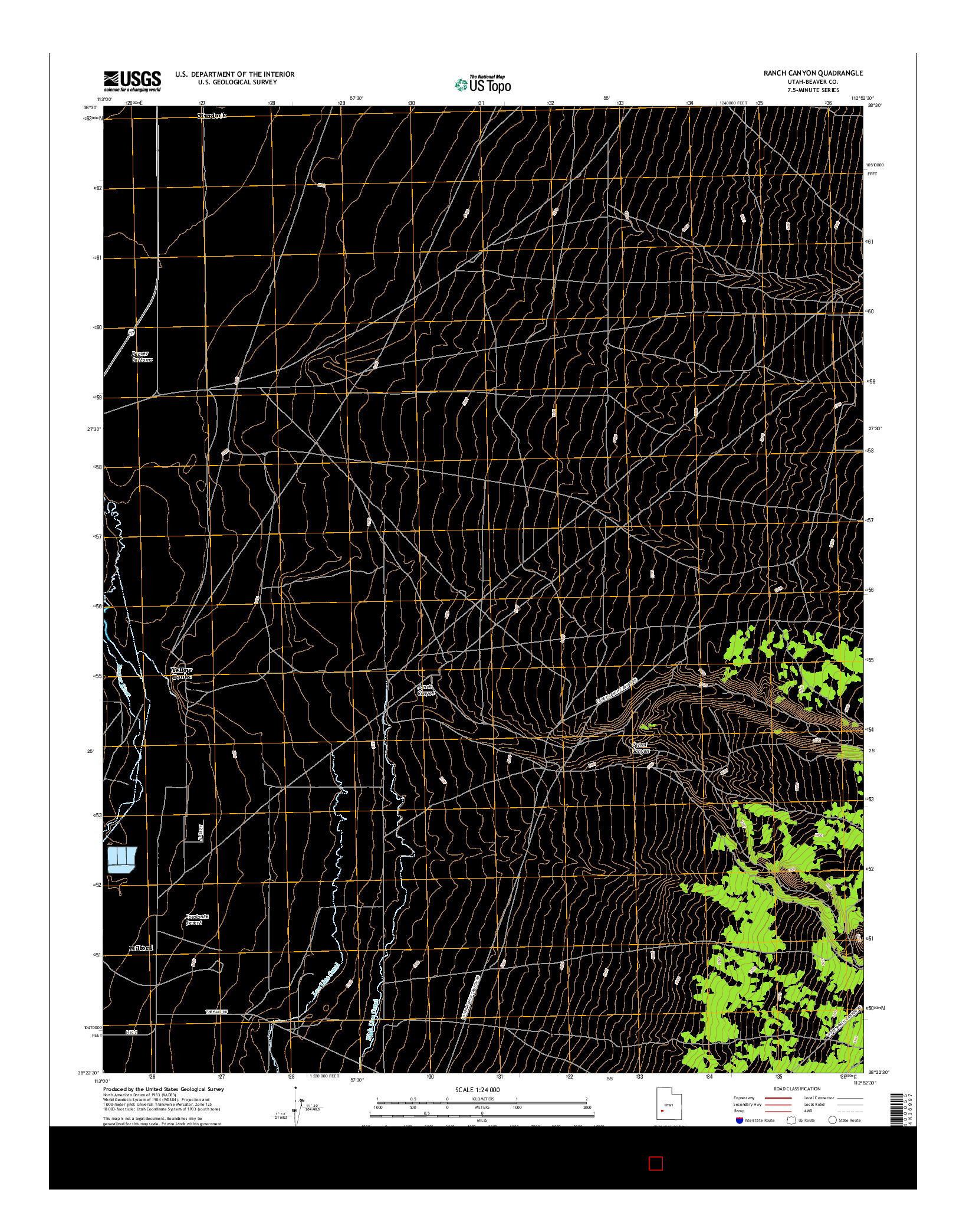 USGS US TOPO 7.5-MINUTE MAP FOR RANCH CANYON, UT 2017