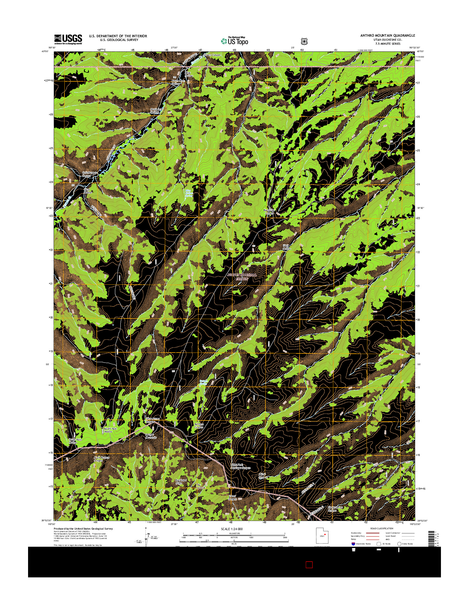 USGS US TOPO 7.5-MINUTE MAP FOR ANTHRO MOUNTAIN, UT 2017