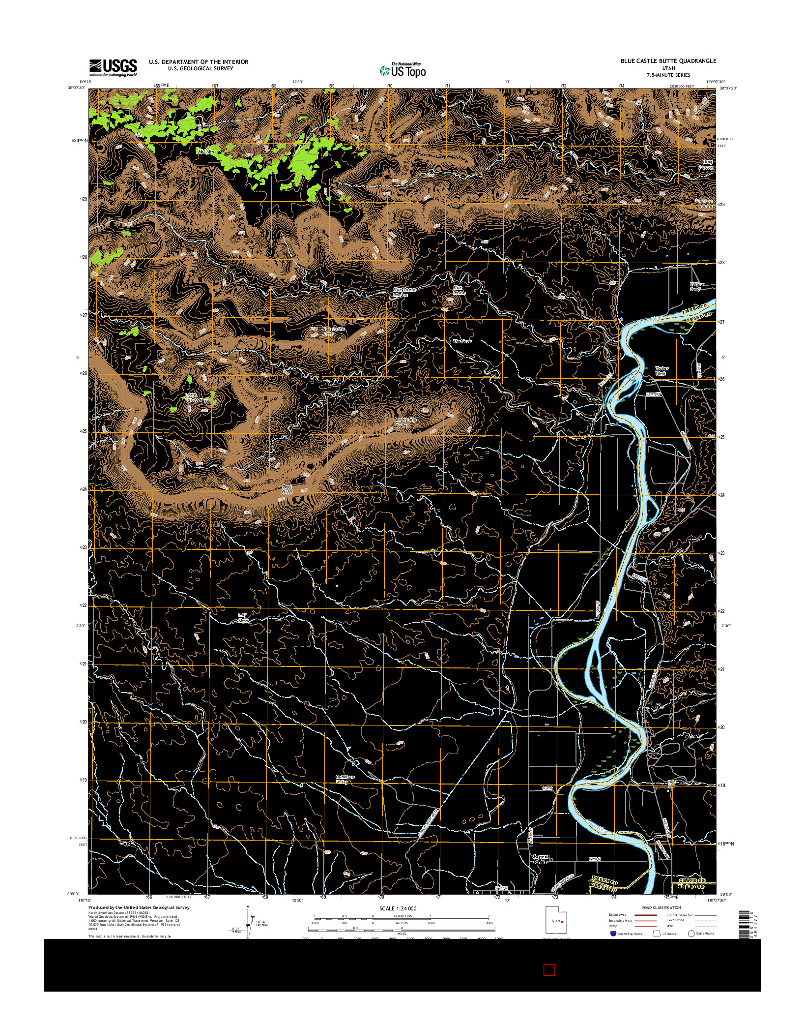 USGS US TOPO 7.5-MINUTE MAP FOR BLUE CASTLE BUTTE, UT 2017