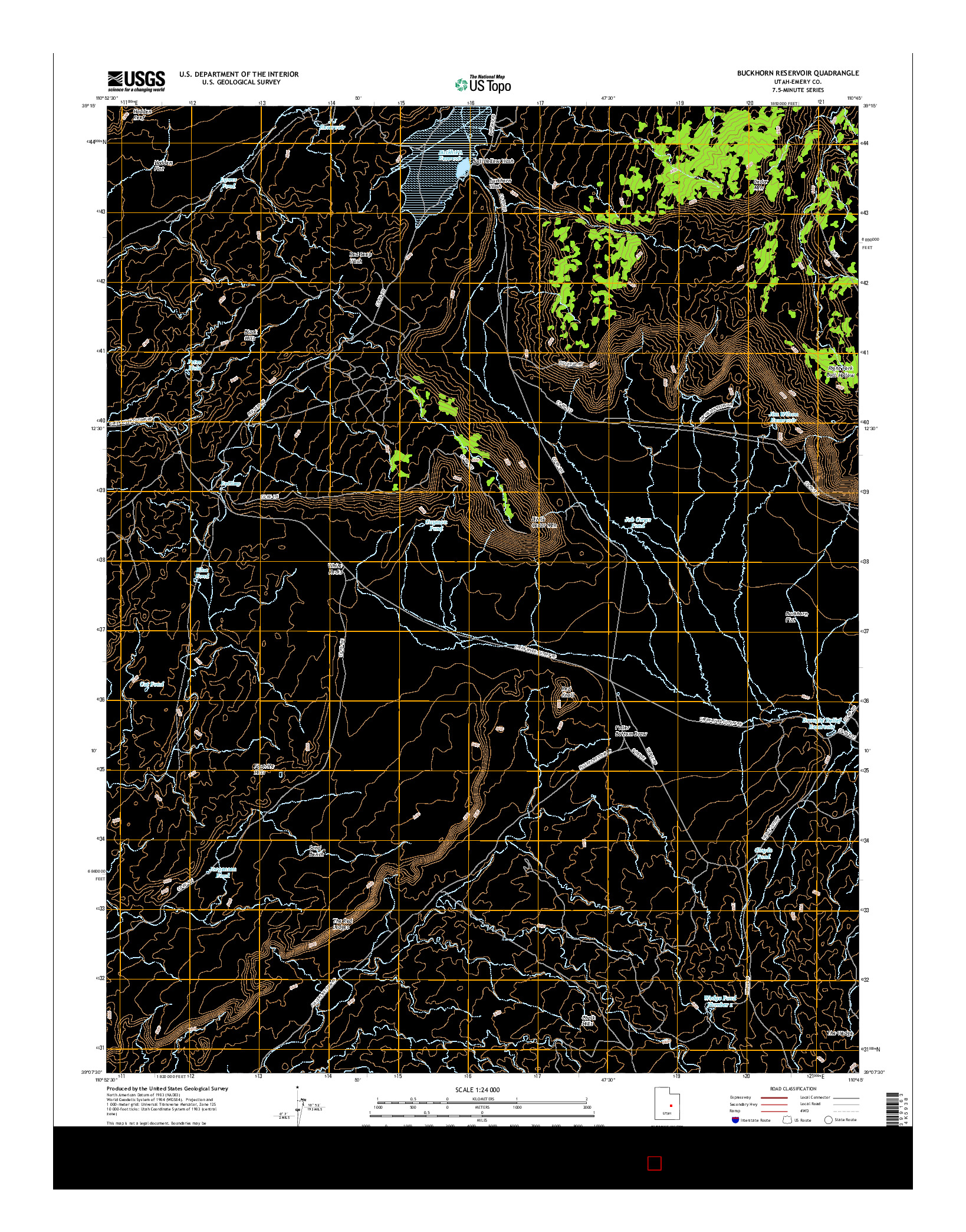 USGS US TOPO 7.5-MINUTE MAP FOR BUCKHORN RESERVOIR, UT 2017