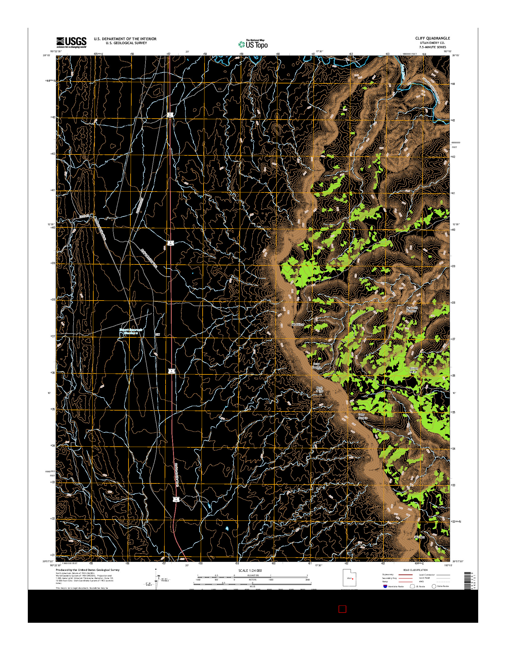 USGS US TOPO 7.5-MINUTE MAP FOR CLIFF, UT 2017