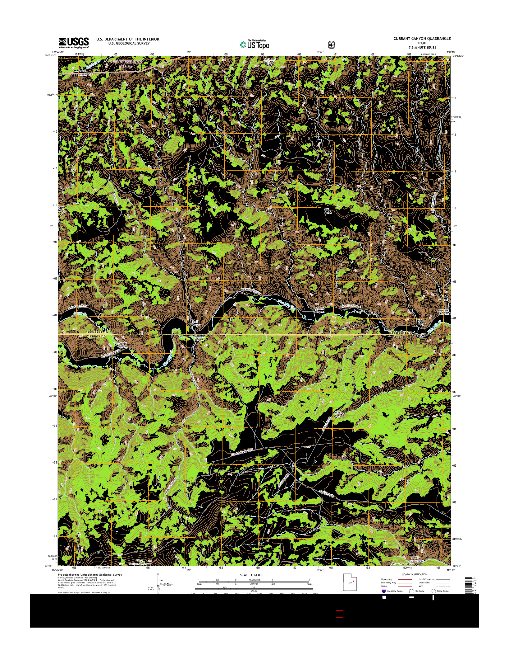 USGS US TOPO 7.5-MINUTE MAP FOR CURRANT CANYON, UT 2017