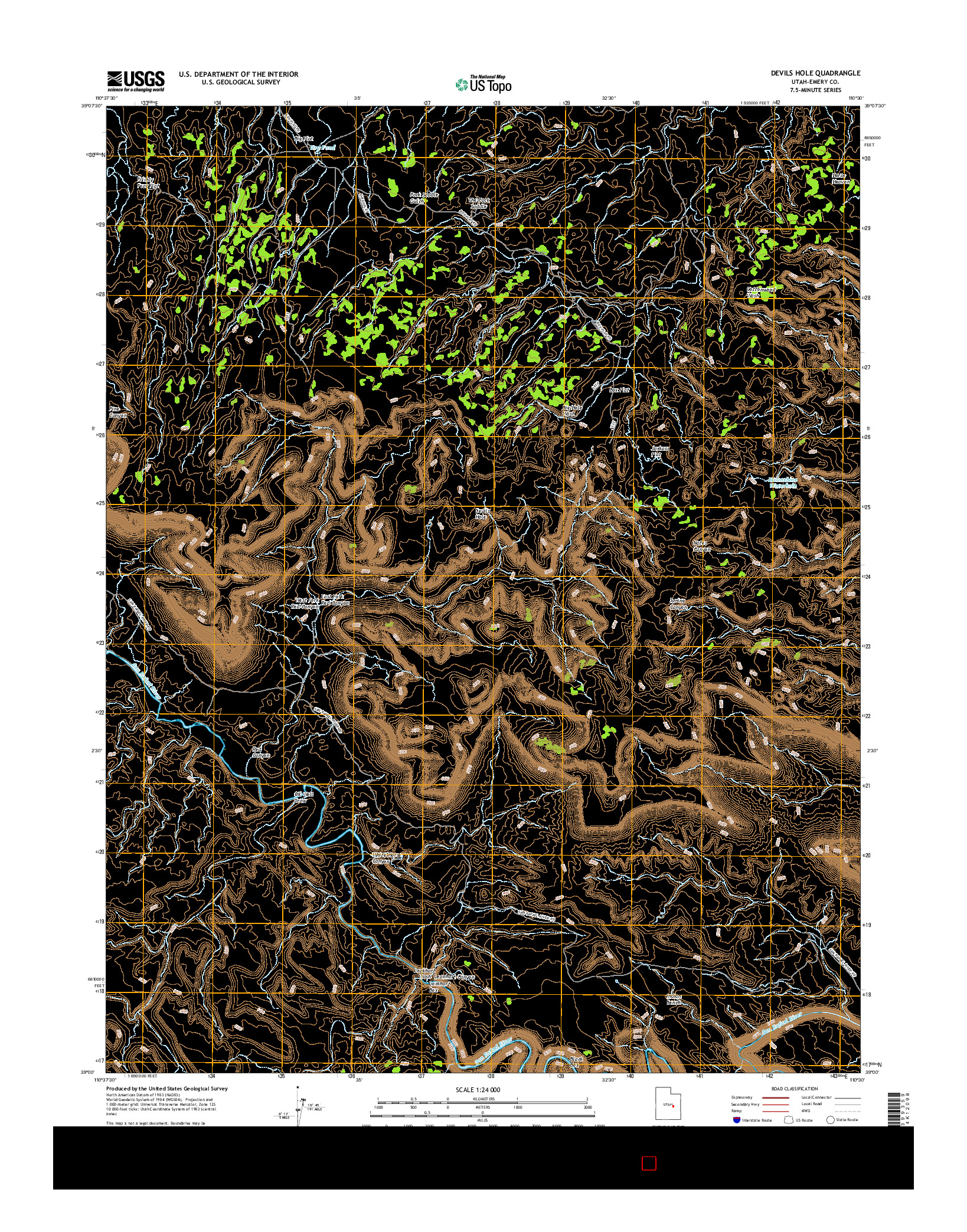 USGS US TOPO 7.5-MINUTE MAP FOR DEVILS HOLE, UT 2017