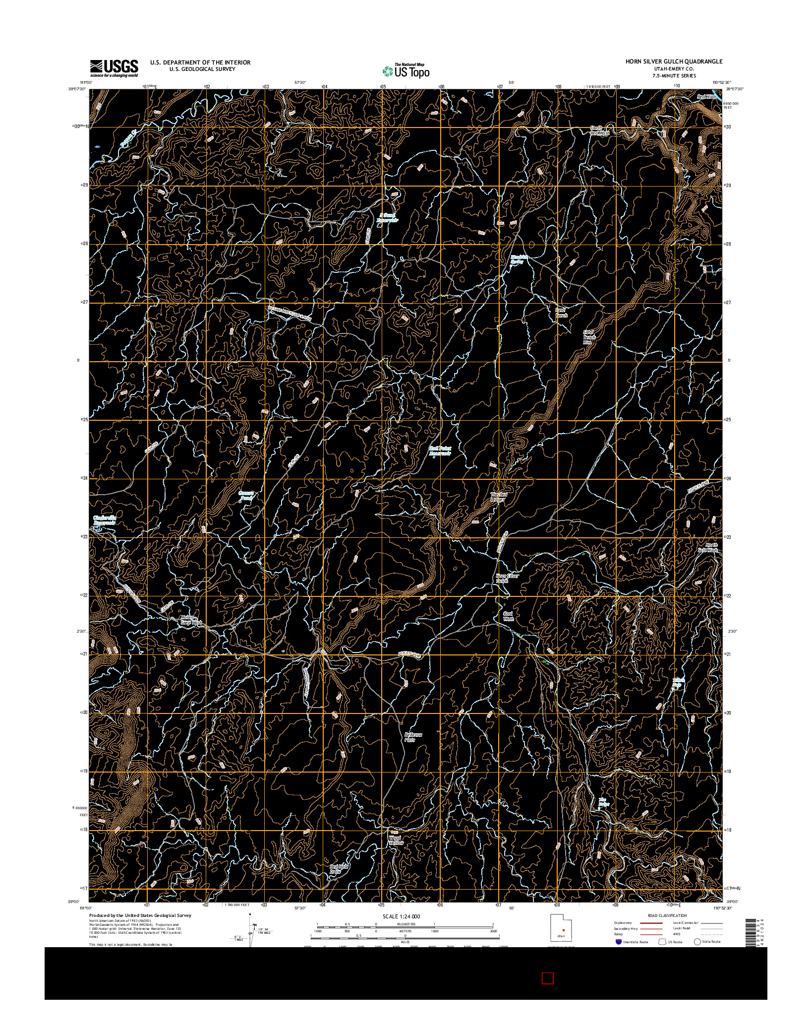 USGS US TOPO 7.5-MINUTE MAP FOR HORN SILVER GULCH, UT 2017