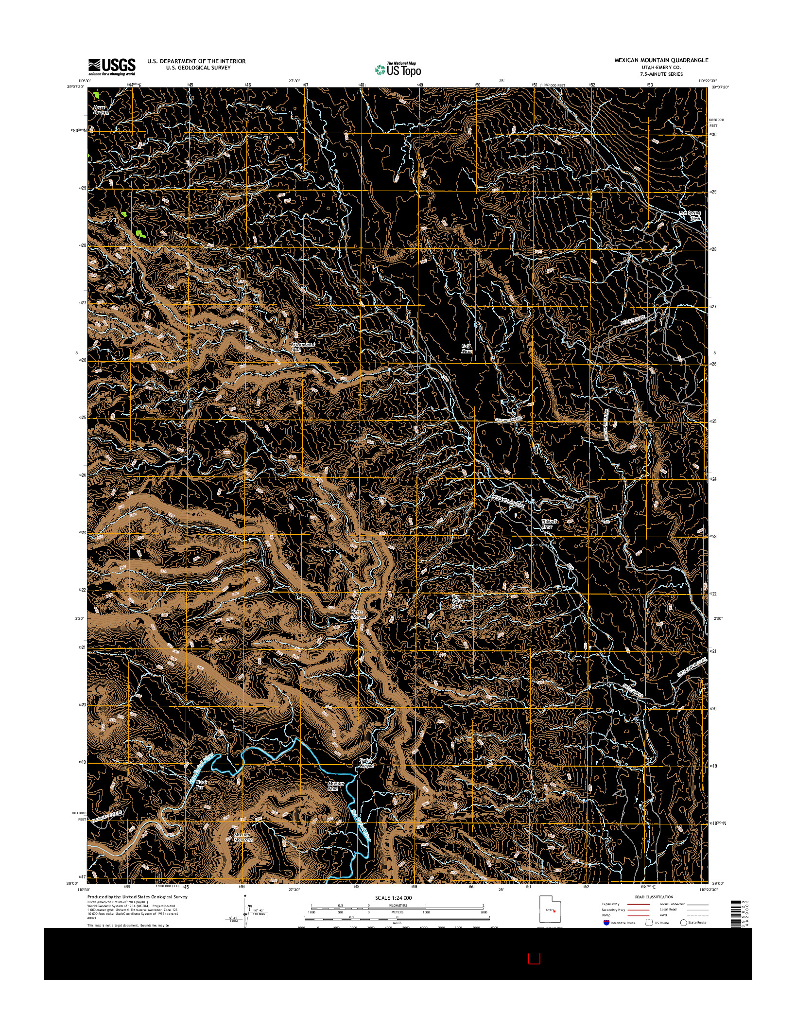 USGS US TOPO 7.5-MINUTE MAP FOR MEXICAN MOUNTAIN, UT 2017
