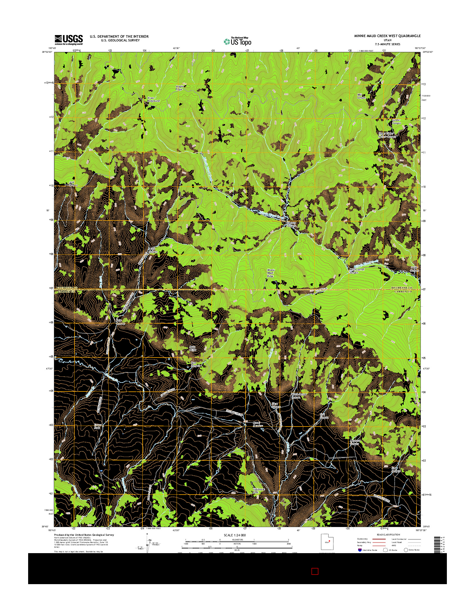 USGS US TOPO 7.5-MINUTE MAP FOR MINNIE MAUD CREEK WEST, UT 2017