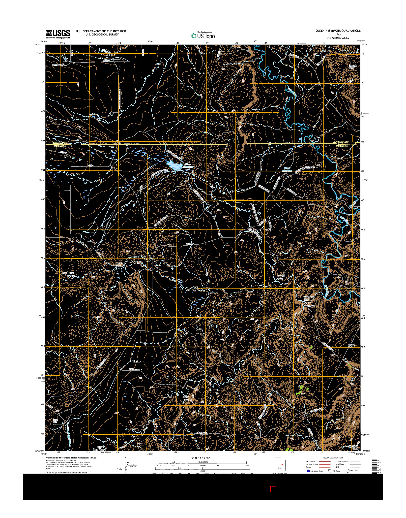 USGS US TOPO 7.5-MINUTE MAP FOR OLSEN RESERVOIR, UT 2017