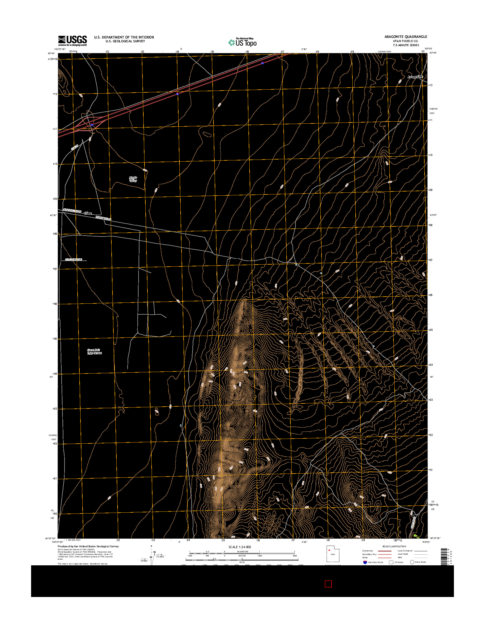 USGS US TOPO 7.5-MINUTE MAP FOR ARAGONITE, UT 2017