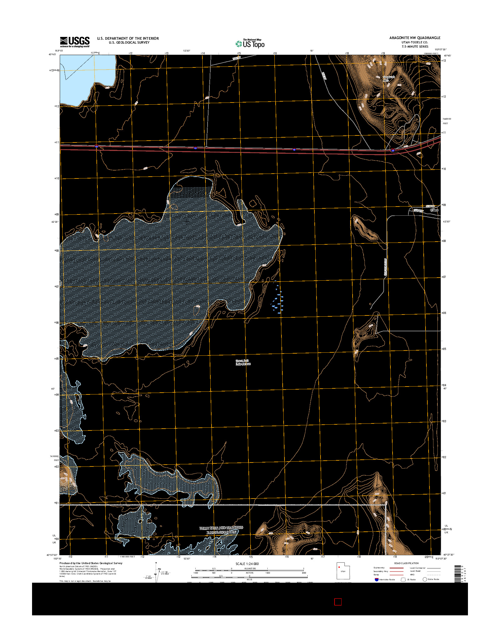 USGS US TOPO 7.5-MINUTE MAP FOR ARAGONITE NW, UT 2017