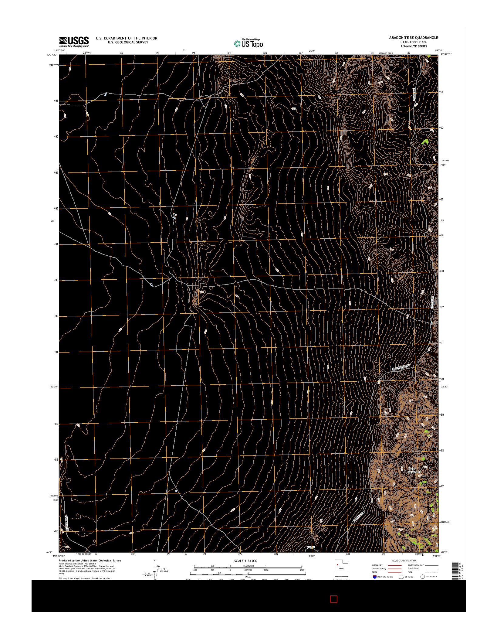 USGS US TOPO 7.5-MINUTE MAP FOR ARAGONITE SE, UT 2017