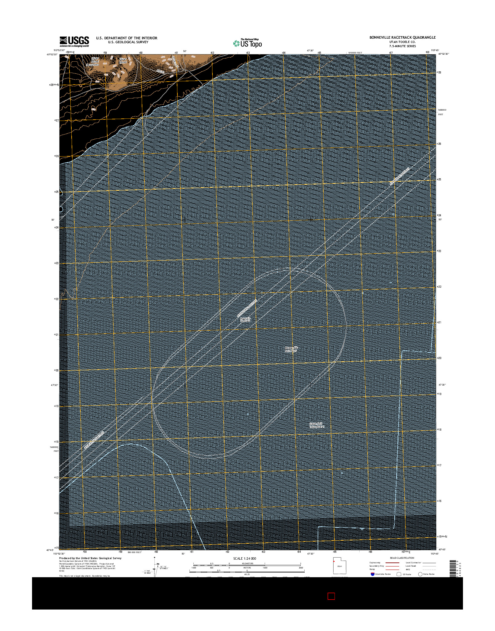 USGS US TOPO 7.5-MINUTE MAP FOR BONNEVILLE RACETRACK, UT 2017