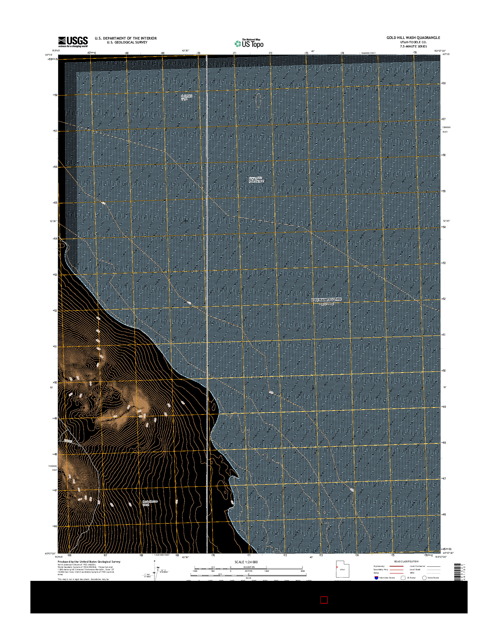 USGS US TOPO 7.5-MINUTE MAP FOR GOLD HILL WASH, UT 2017