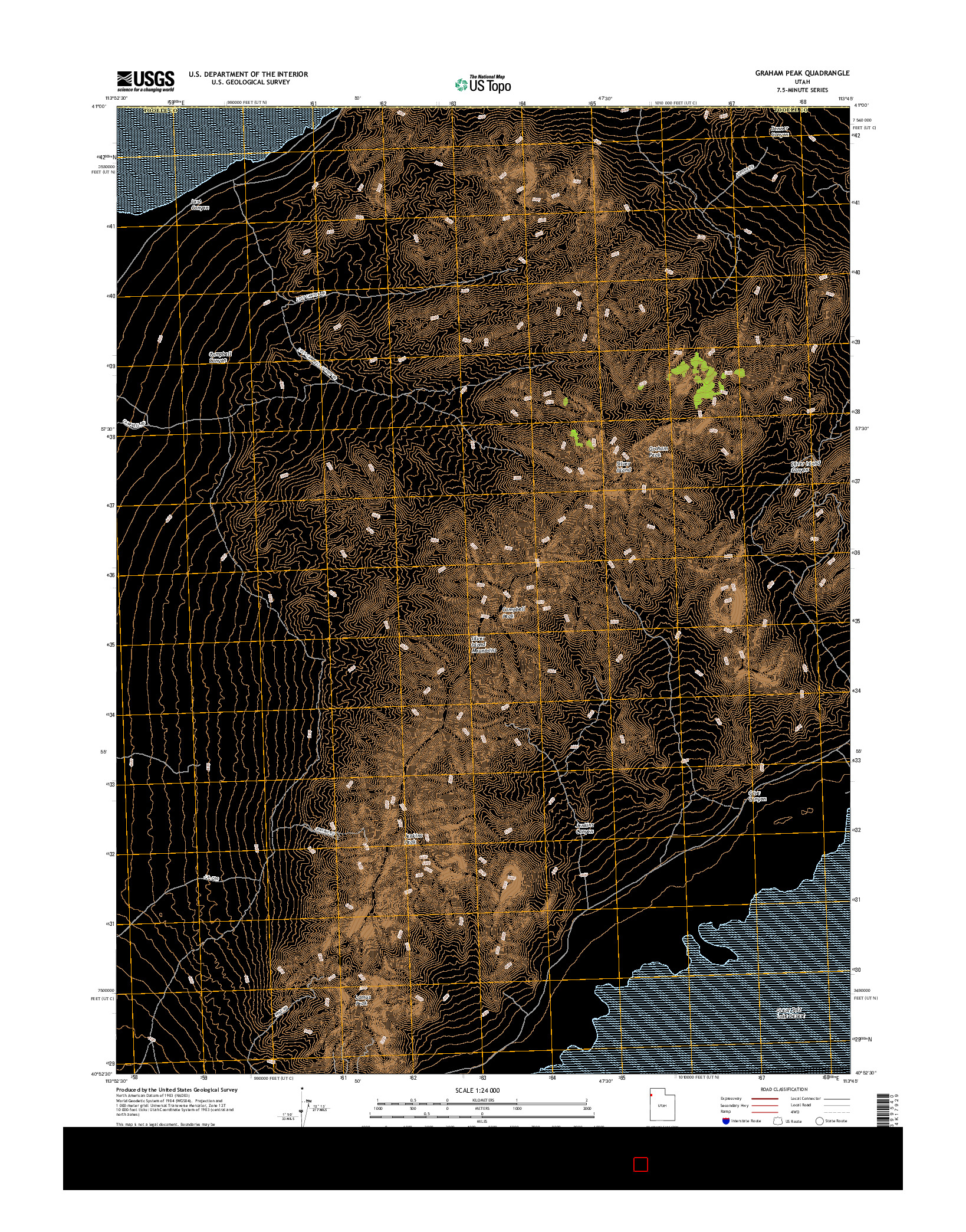 USGS US TOPO 7.5-MINUTE MAP FOR GRAHAM PEAK, UT 2017