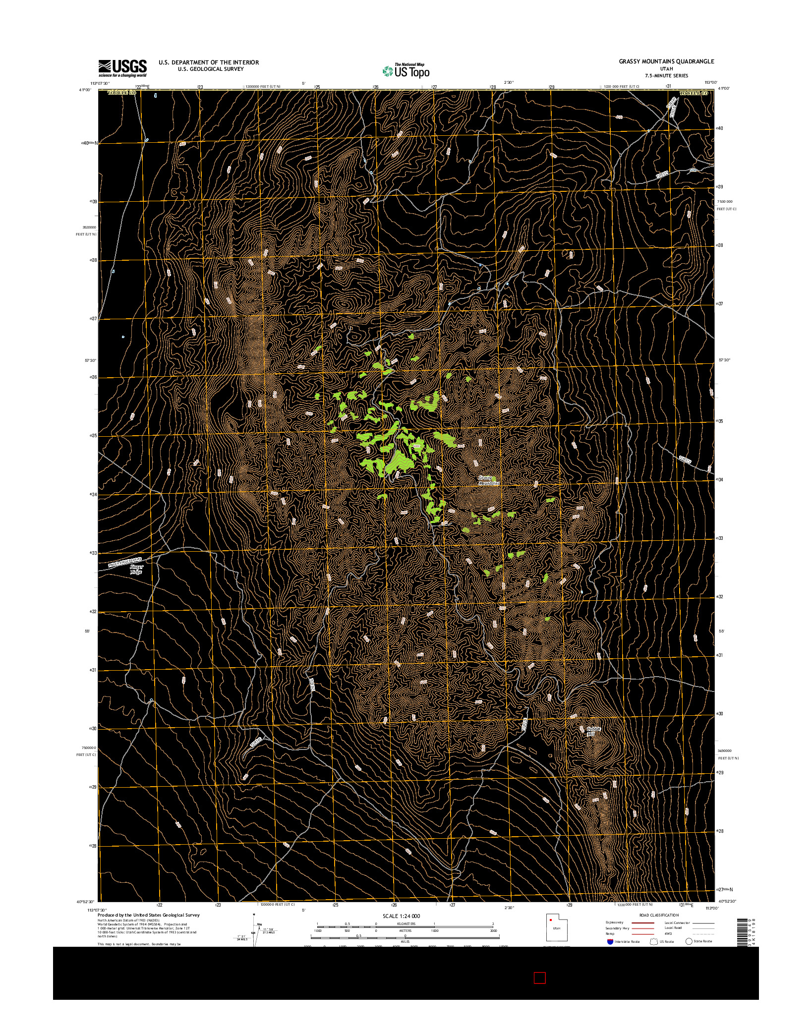 USGS US TOPO 7.5-MINUTE MAP FOR GRASSY MOUNTAINS, UT 2017
