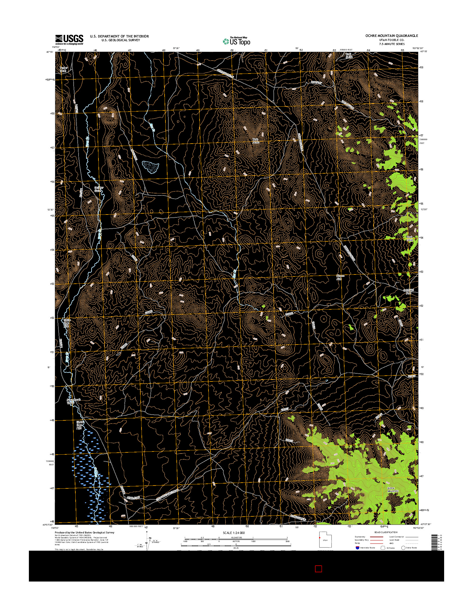 USGS US TOPO 7.5-MINUTE MAP FOR OCHRE MOUNTAIN, UT 2017