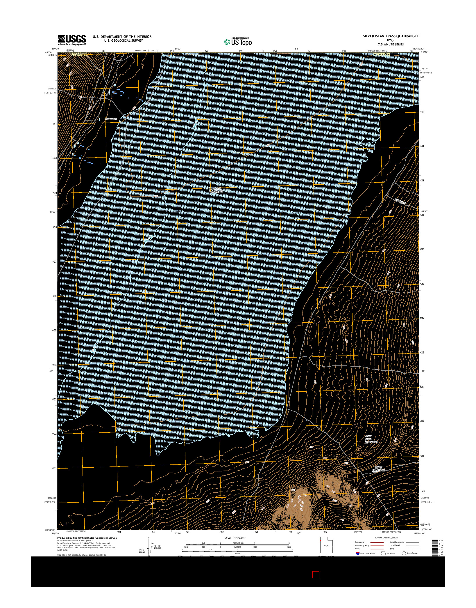 USGS US TOPO 7.5-MINUTE MAP FOR SILVER ISLAND PASS, UT 2017