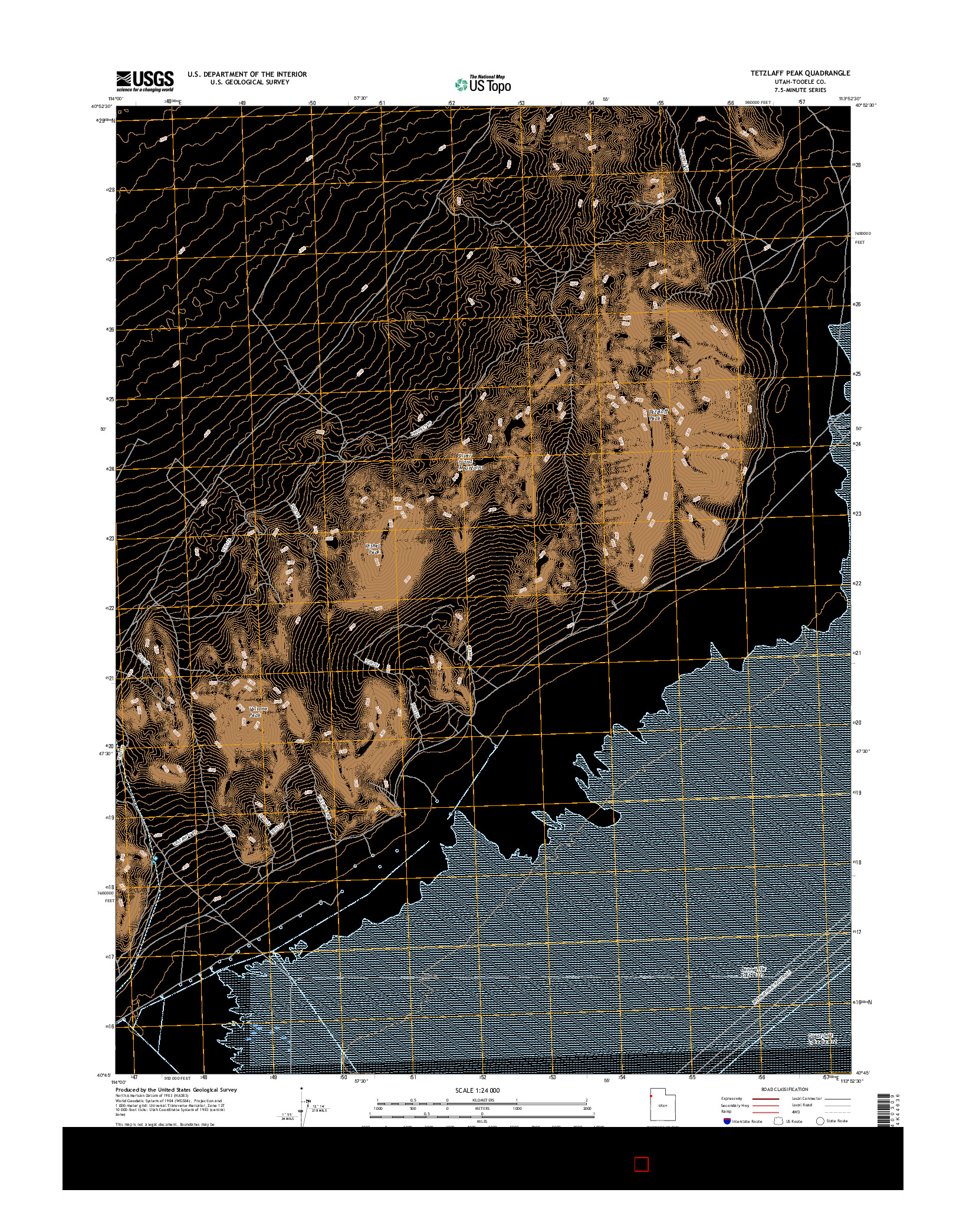 USGS US TOPO 7.5-MINUTE MAP FOR TETZLAFF PEAK, UT 2017