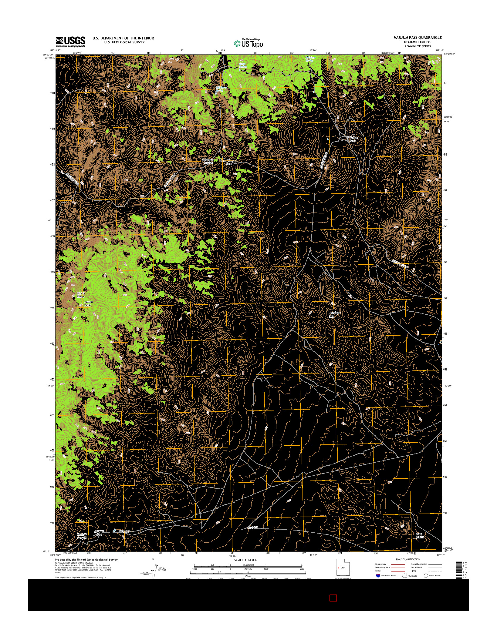 USGS US TOPO 7.5-MINUTE MAP FOR MARJUM PASS, UT 2017