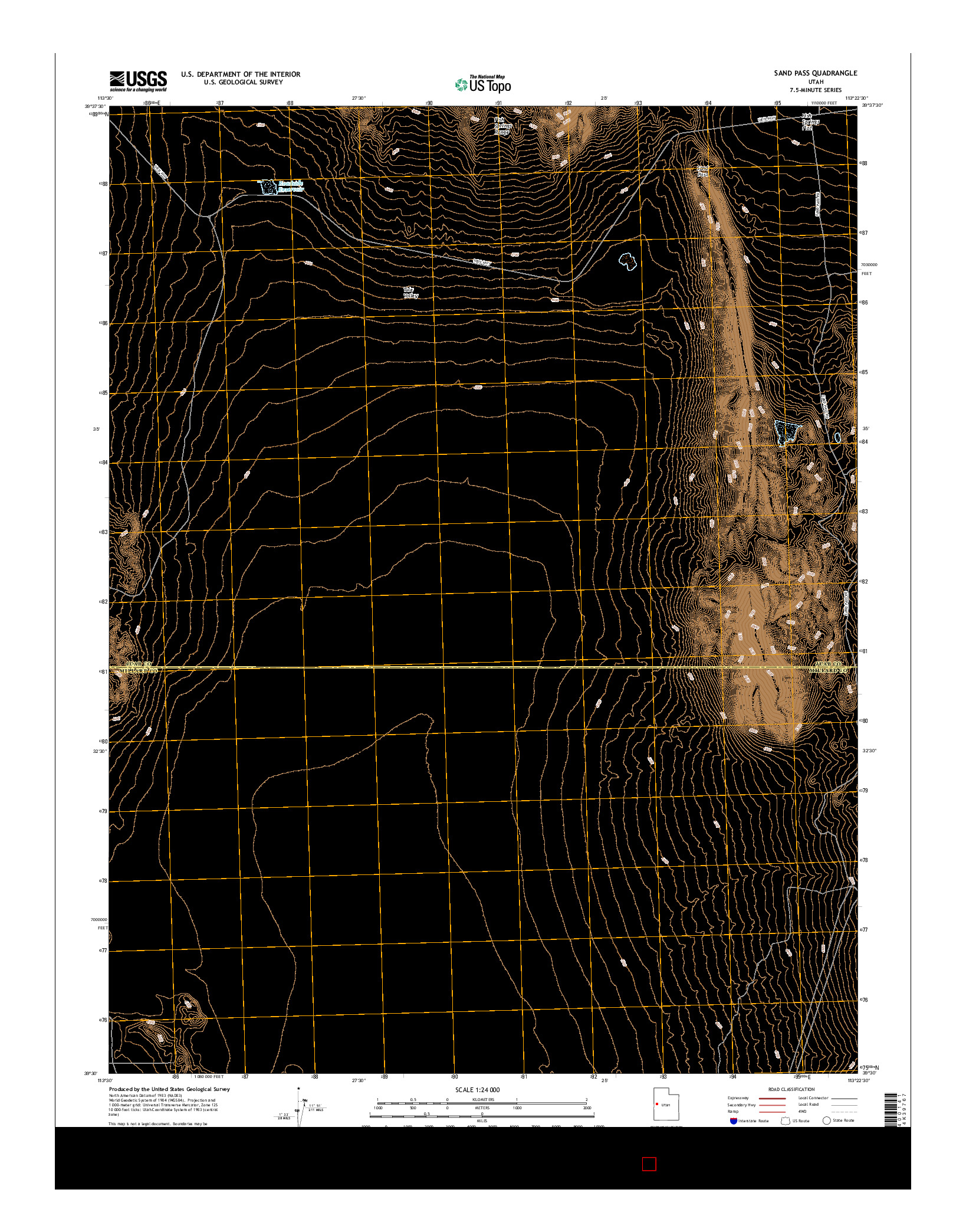 USGS US TOPO 7.5-MINUTE MAP FOR SAND PASS, UT 2017