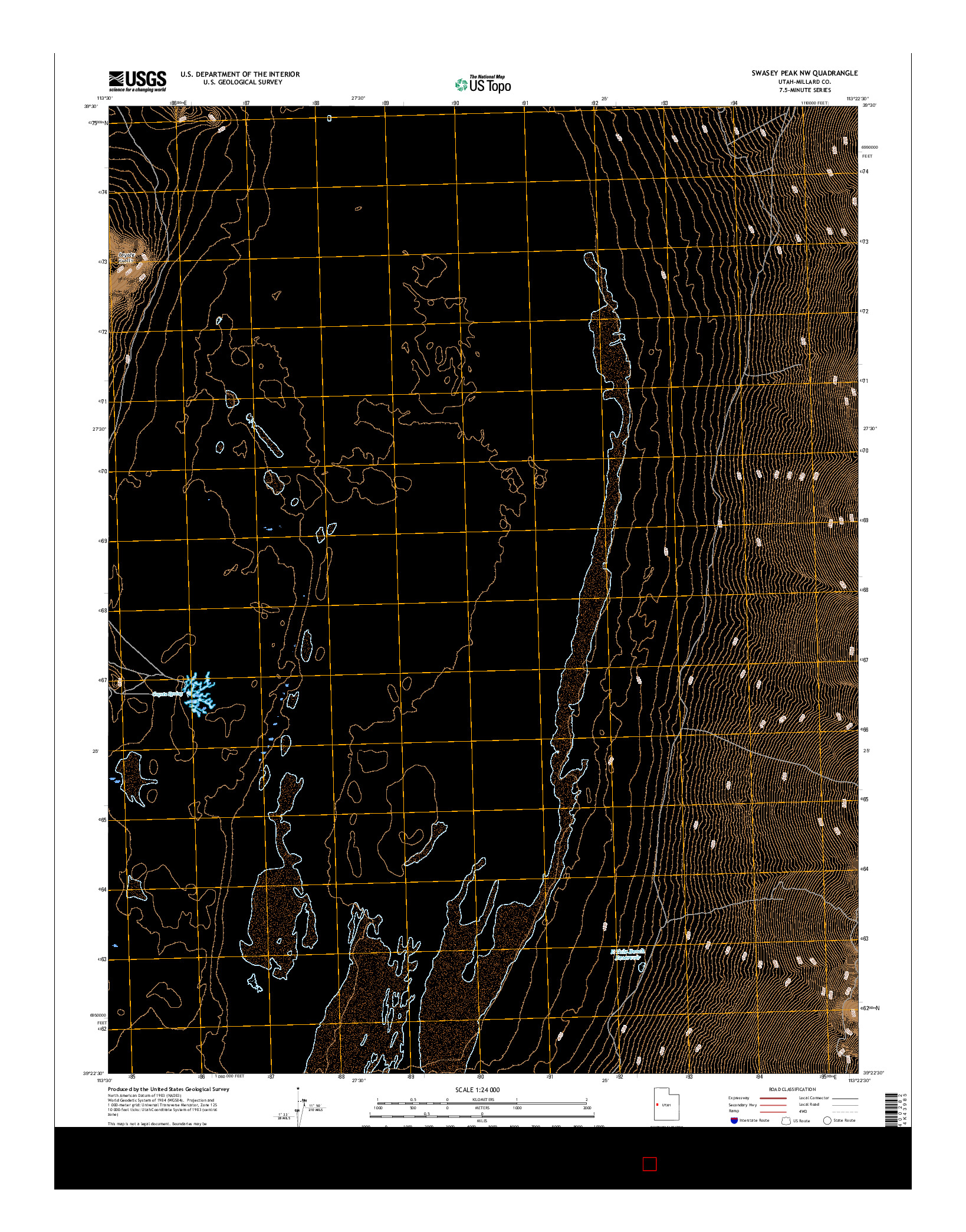 USGS US TOPO 7.5-MINUTE MAP FOR SWASEY PEAK NW, UT 2017