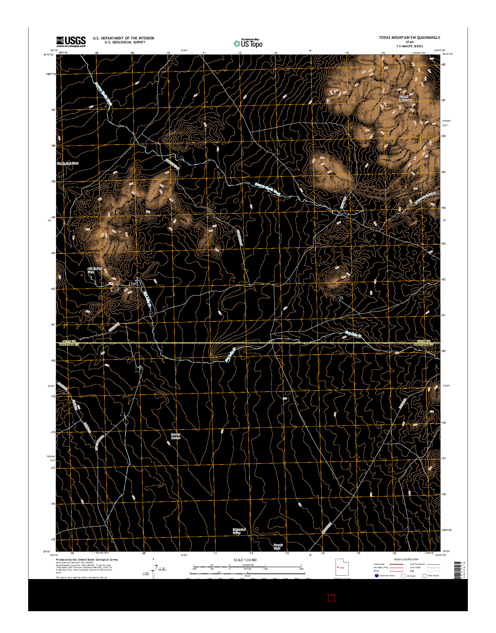 USGS US TOPO 7.5-MINUTE MAP FOR TOPAZ MOUNTAIN SW, UT 2017