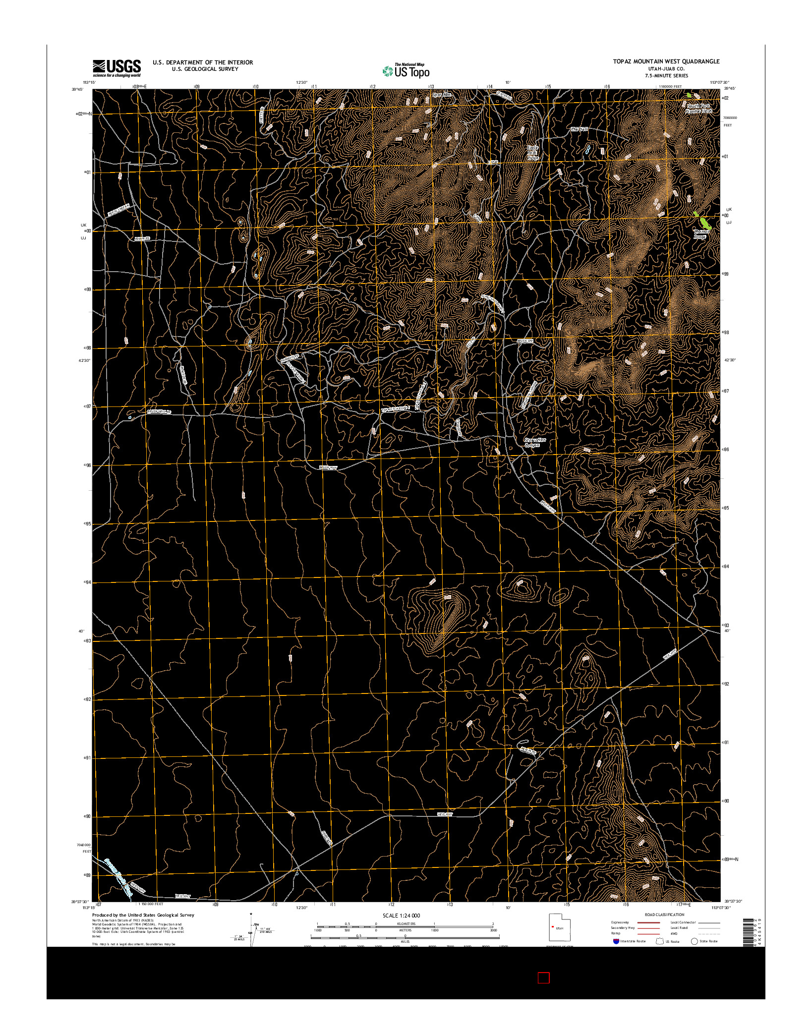 USGS US TOPO 7.5-MINUTE MAP FOR TOPAZ MOUNTAIN WEST, UT 2017