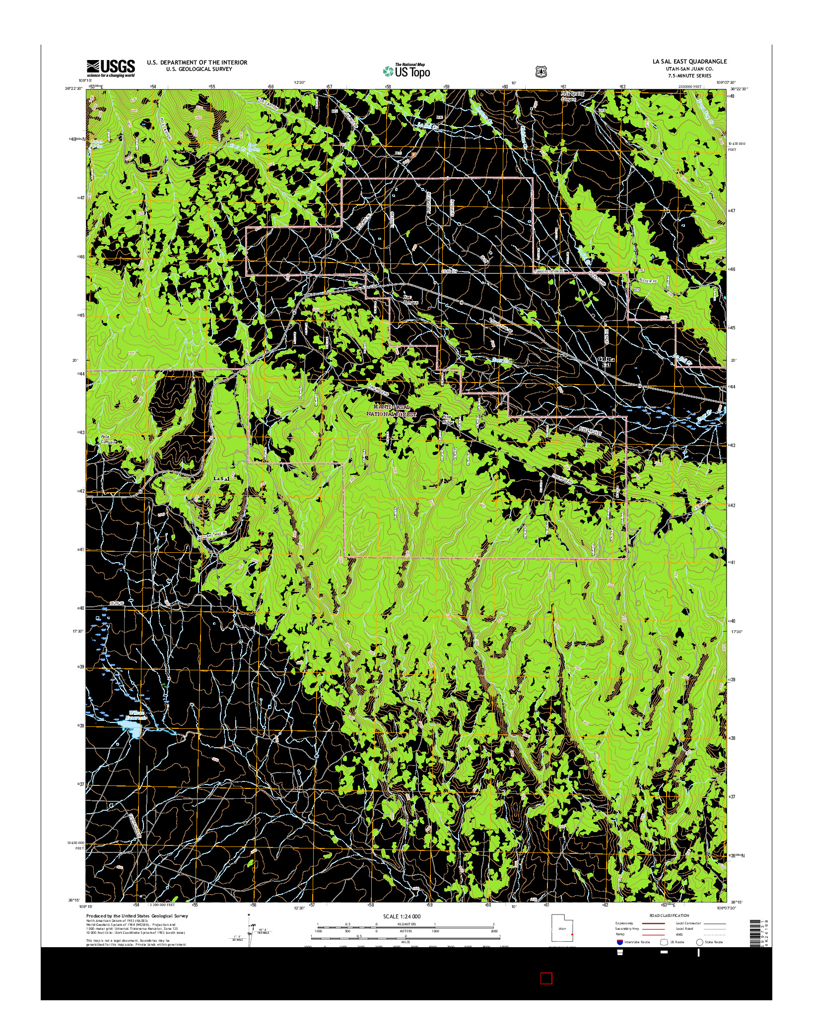 USGS US TOPO 7.5-MINUTE MAP FOR LA SAL EAST, UT 2017