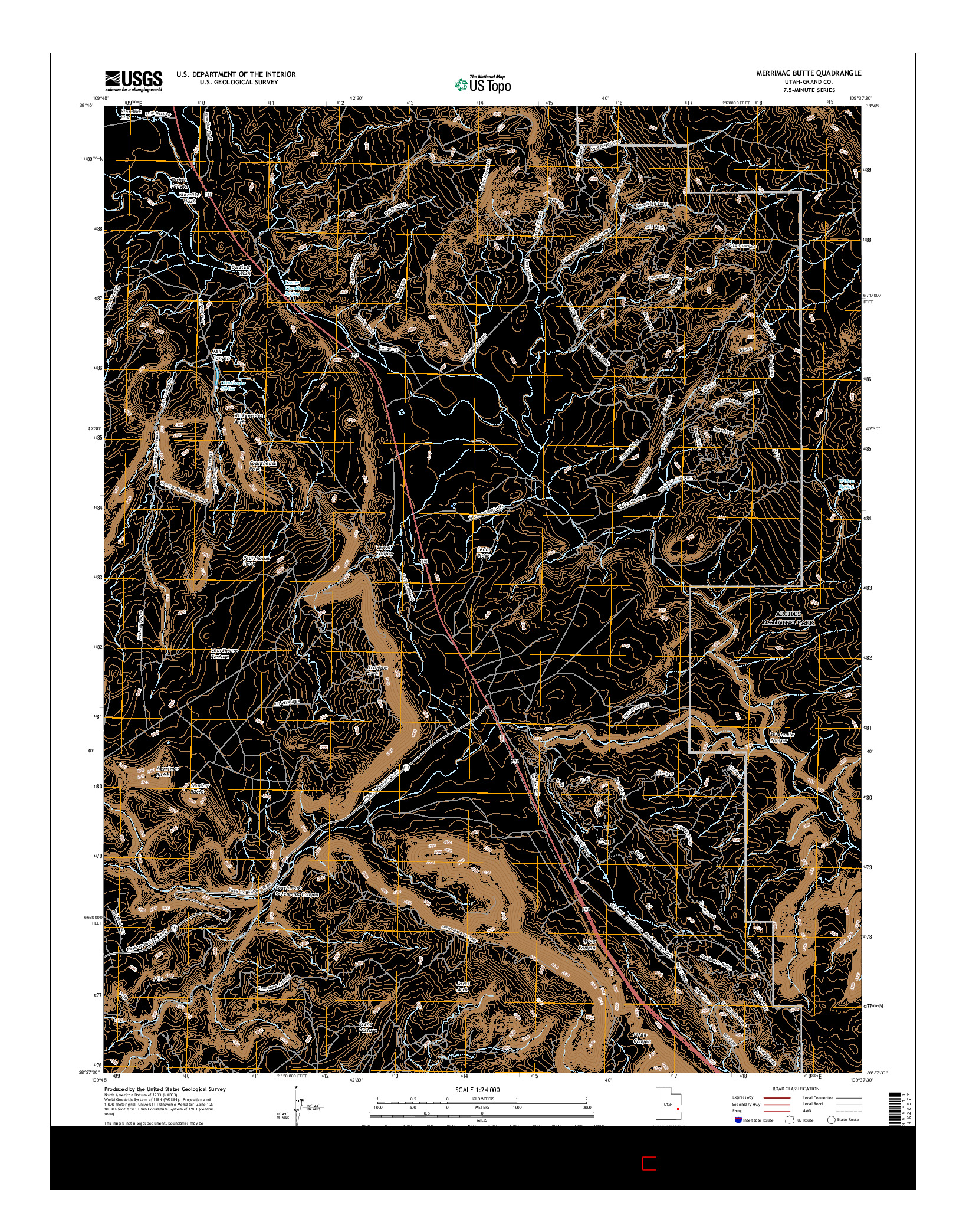 USGS US TOPO 7.5-MINUTE MAP FOR MERRIMAC BUTTE, UT 2017