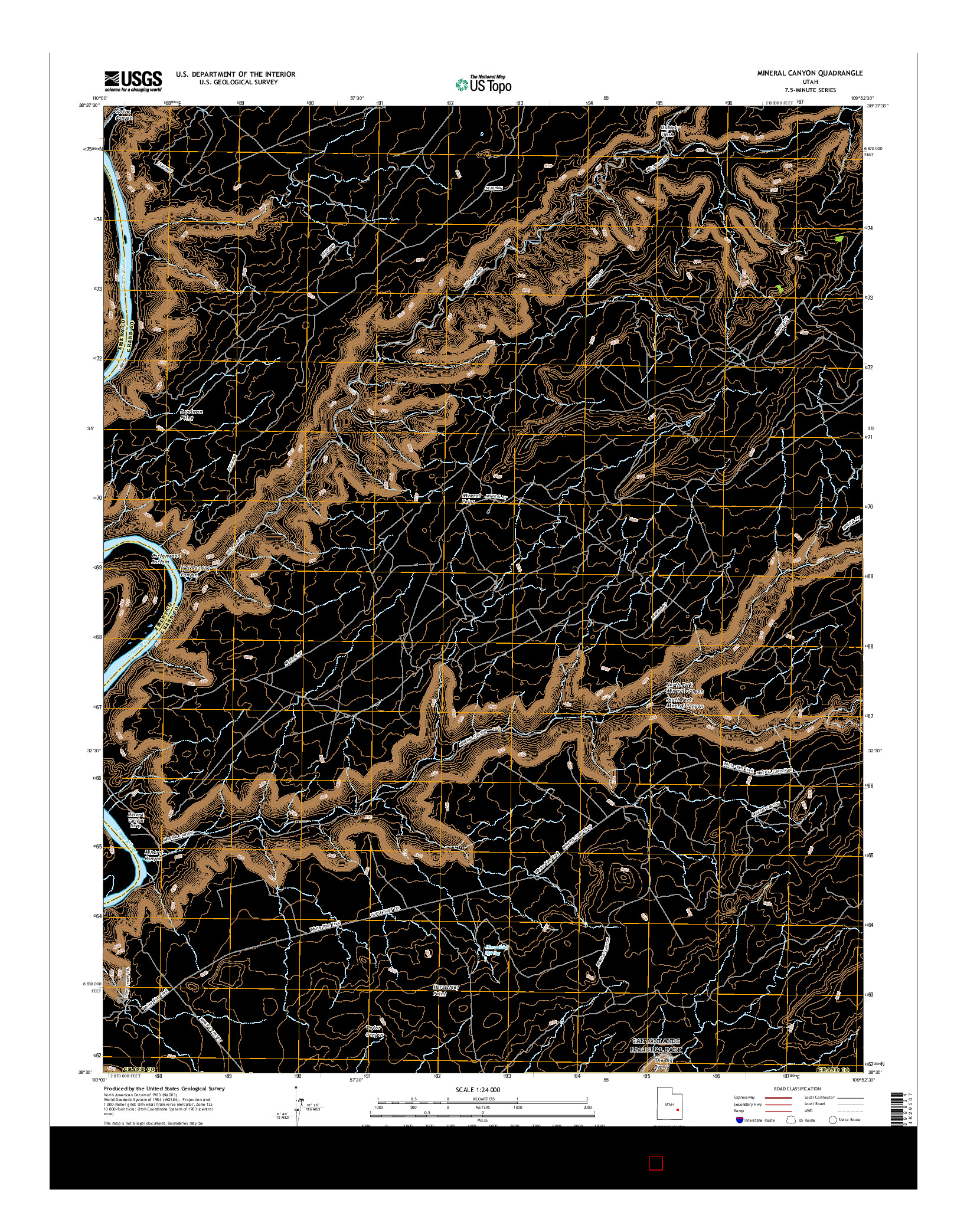 USGS US TOPO 7.5-MINUTE MAP FOR MINERAL CANYON, UT 2017