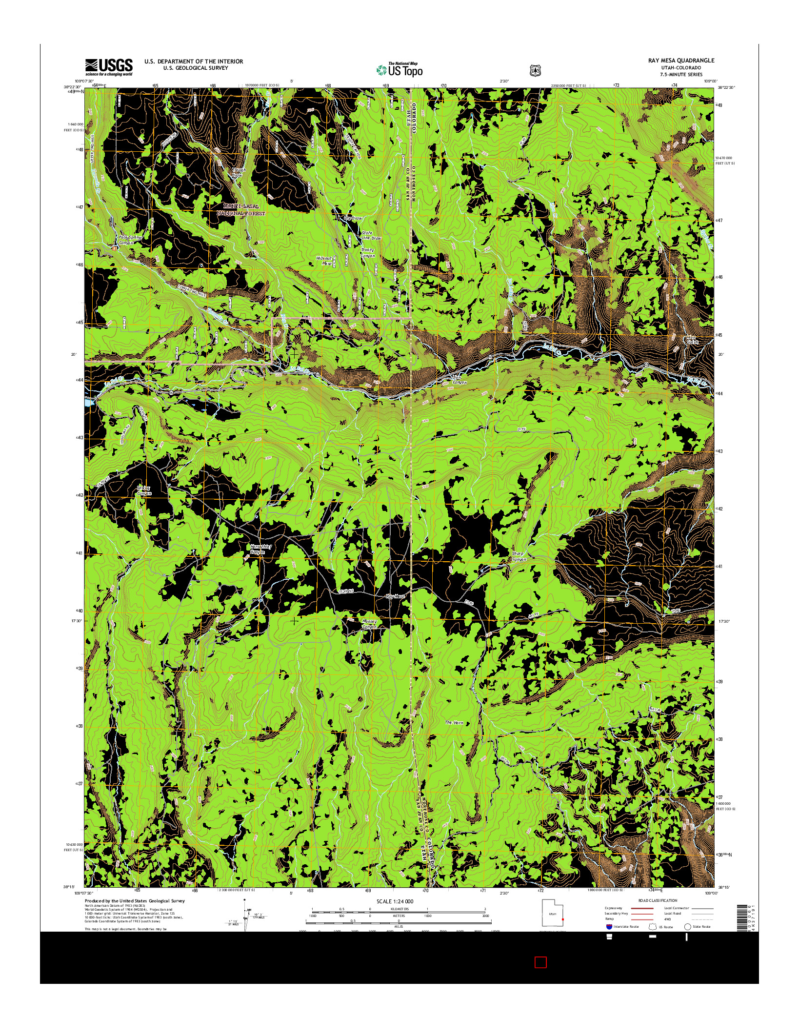 USGS US TOPO 7.5-MINUTE MAP FOR RAY MESA, UT-CO 2017