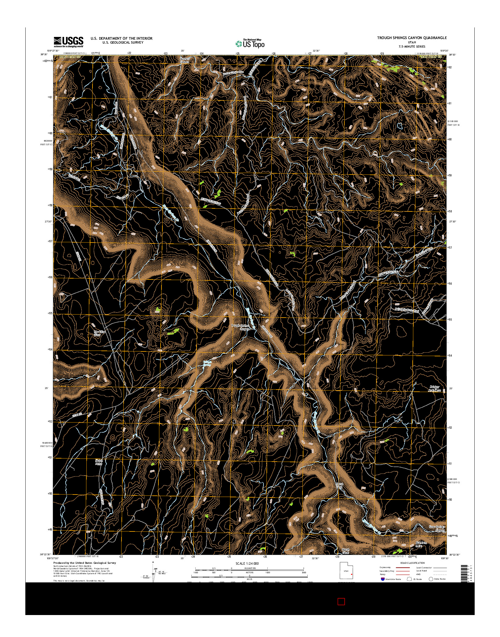 USGS US TOPO 7.5-MINUTE MAP FOR TROUGH SPRINGS CANYON, UT 2017