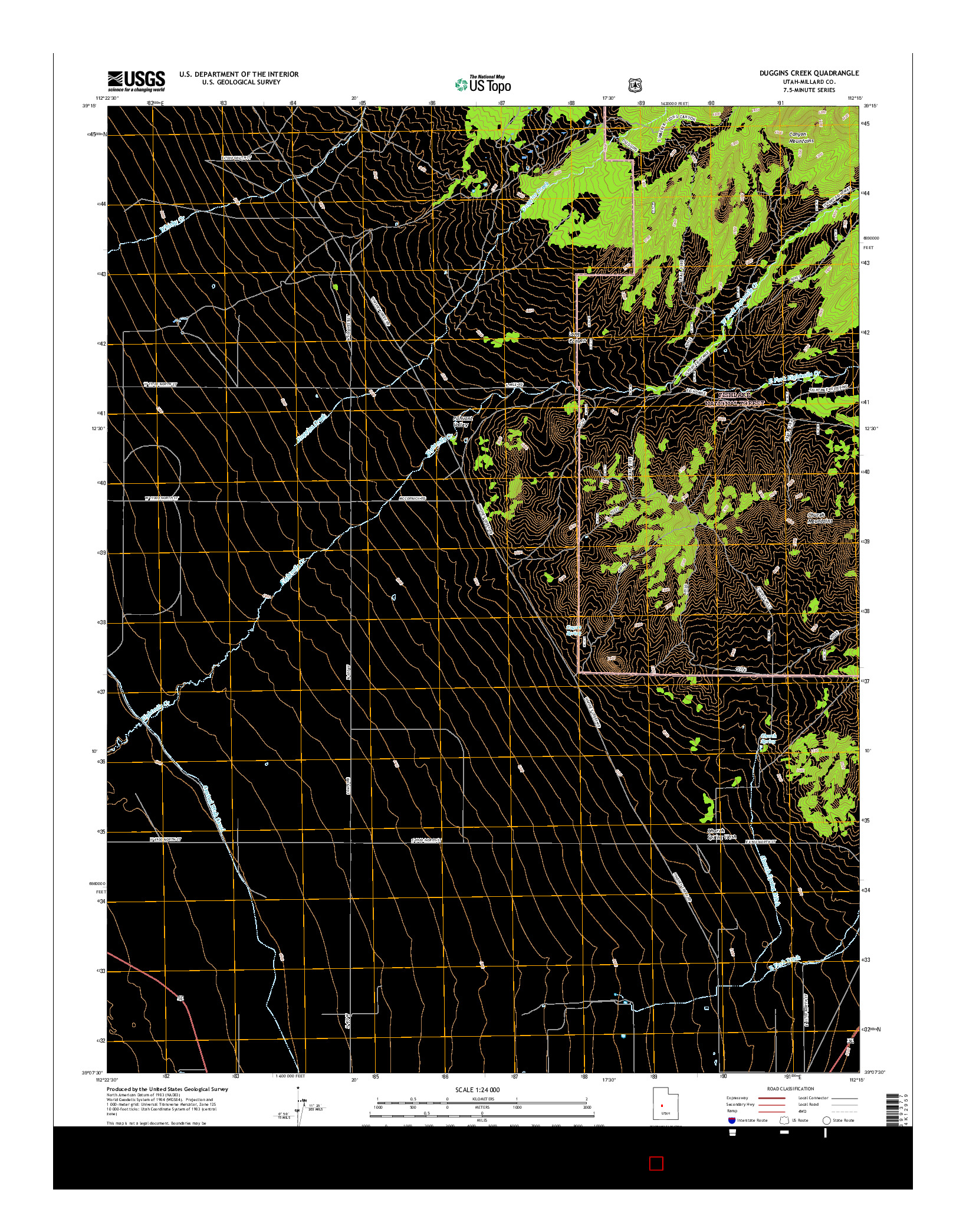 USGS US TOPO 7.5-MINUTE MAP FOR DUGGINS CREEK, UT 2017