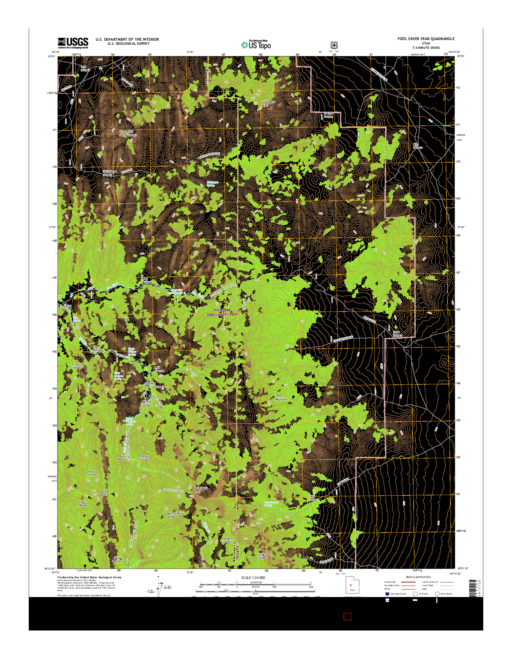 USGS US TOPO 7.5-MINUTE MAP FOR FOOL CREEK PEAK, UT 2017