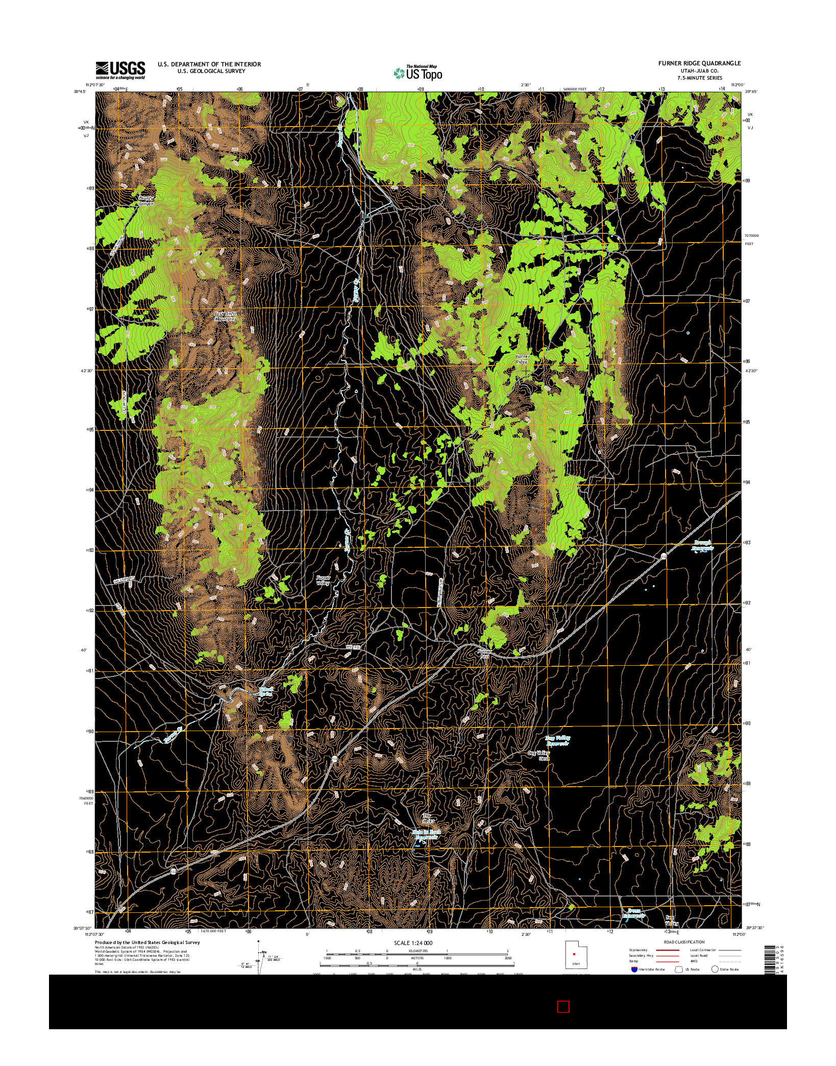 USGS US TOPO 7.5-MINUTE MAP FOR FURNER RIDGE, UT 2017