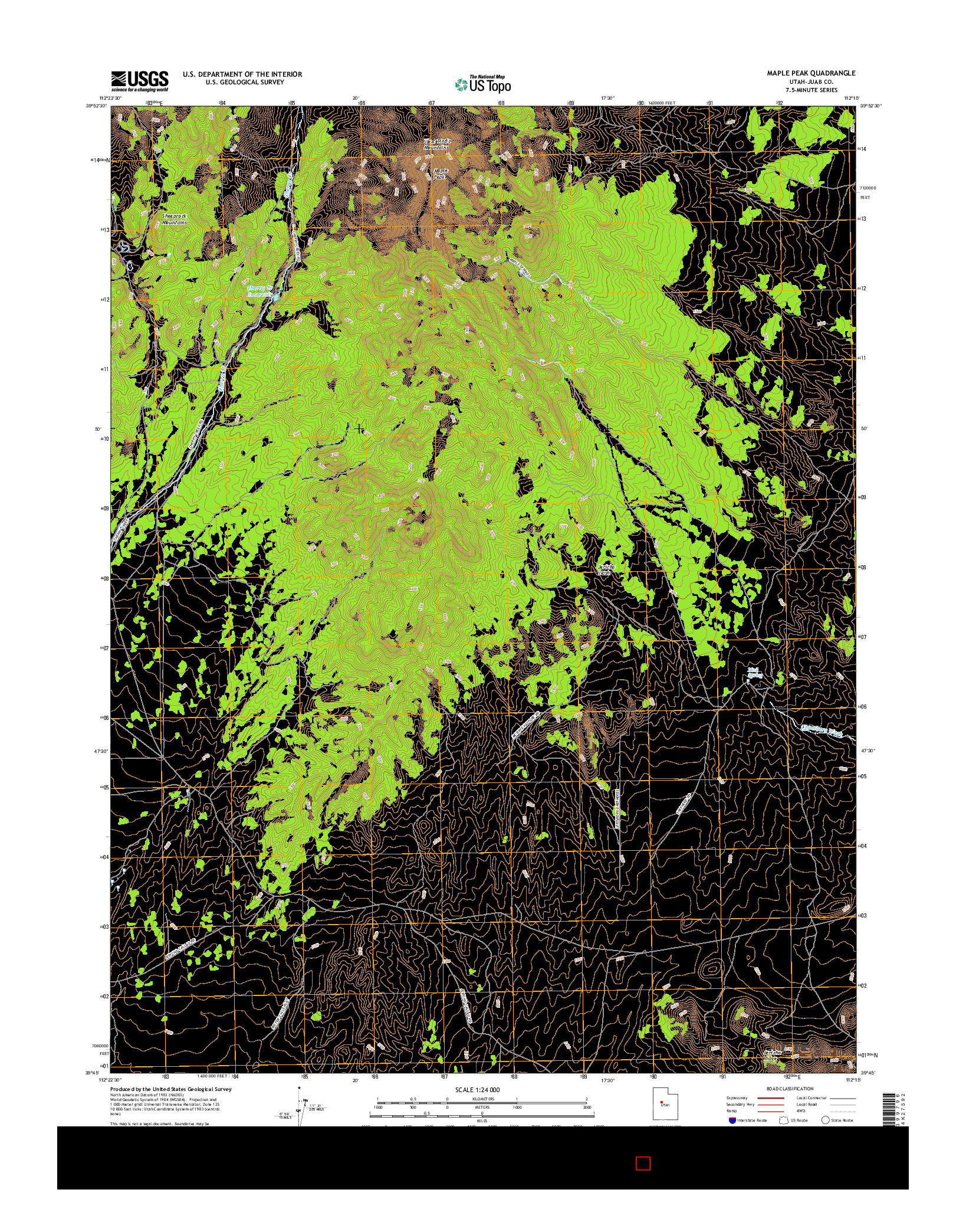 USGS US TOPO 7.5-MINUTE MAP FOR MAPLE PEAK, UT 2017