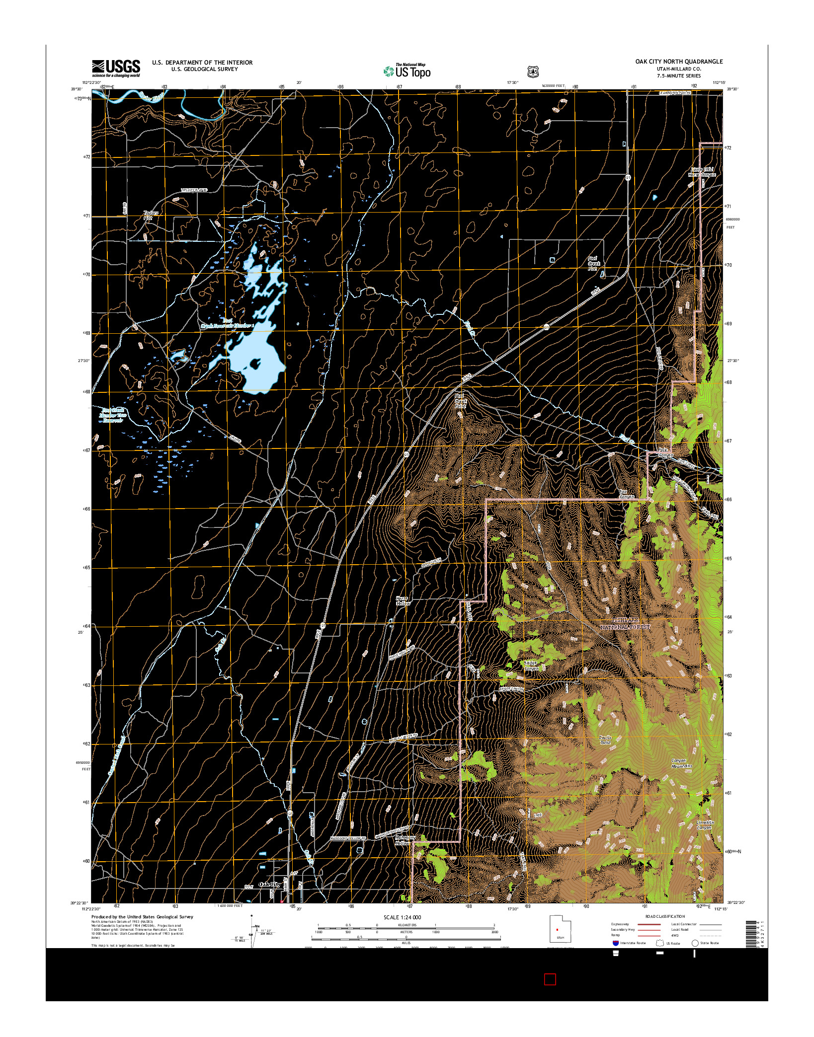 USGS US TOPO 7.5-MINUTE MAP FOR OAK CITY NORTH, UT 2017