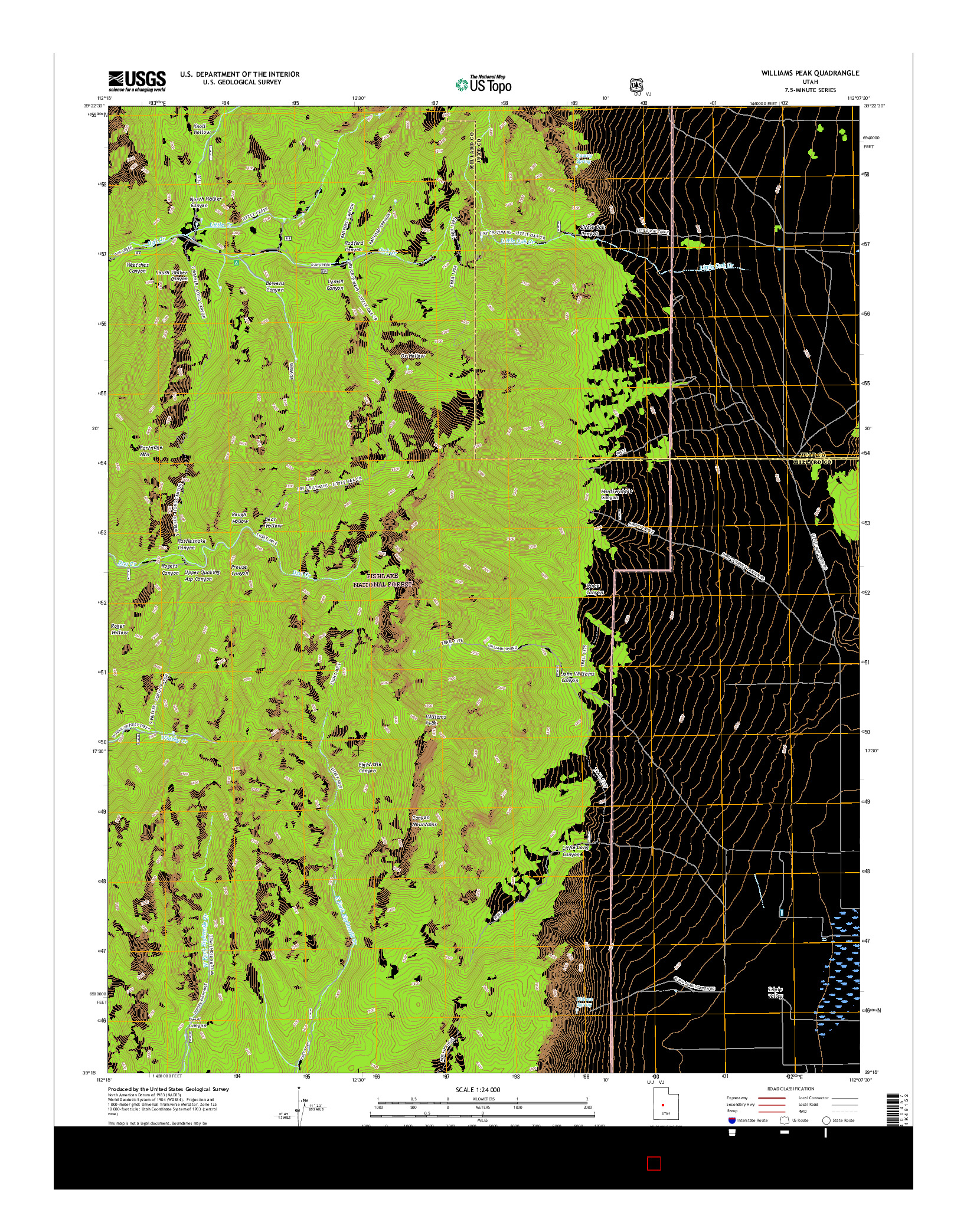 USGS US TOPO 7.5-MINUTE MAP FOR WILLIAMS PEAK, UT 2017