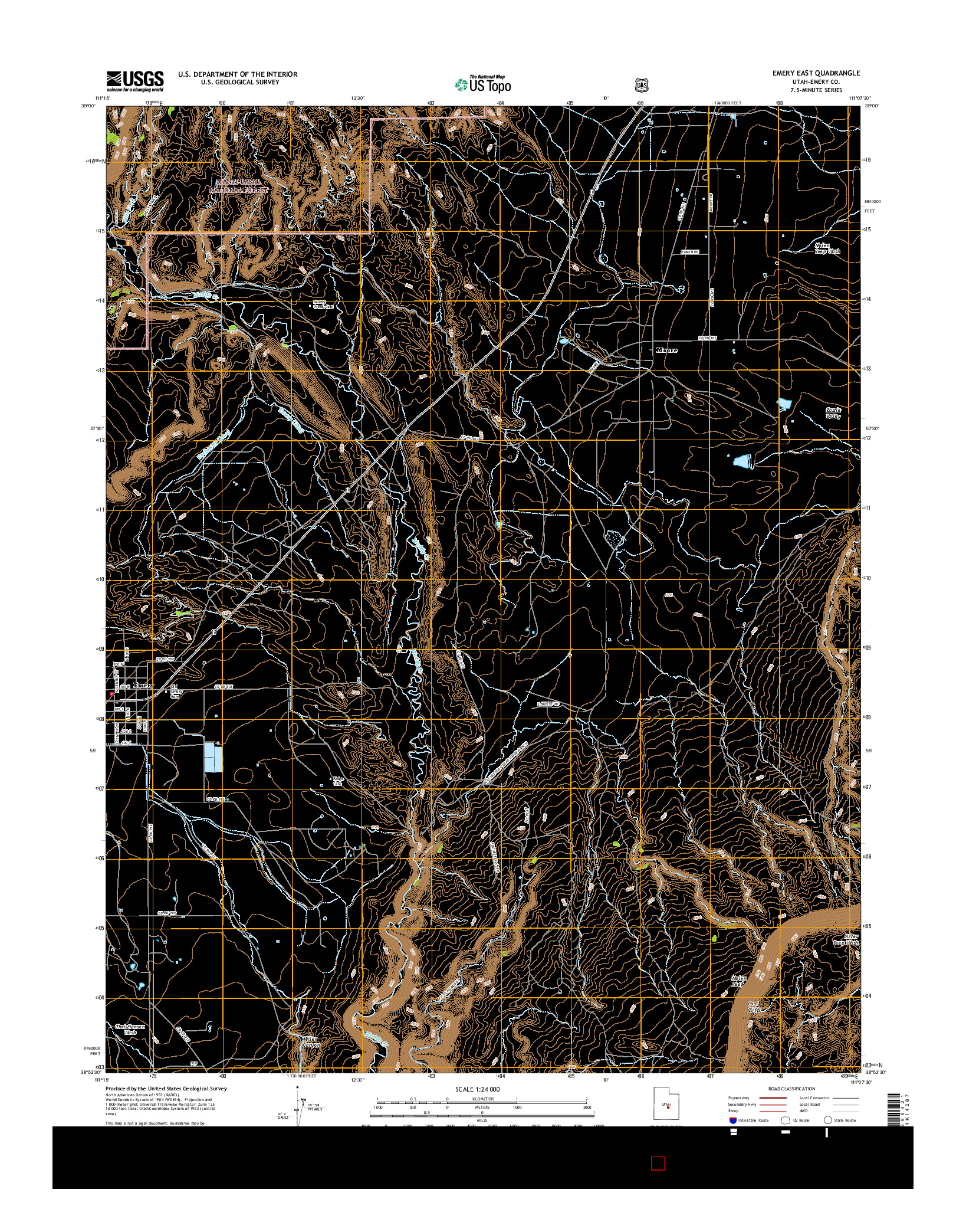 USGS US TOPO 7.5-MINUTE MAP FOR EMERY EAST, UT 2017
