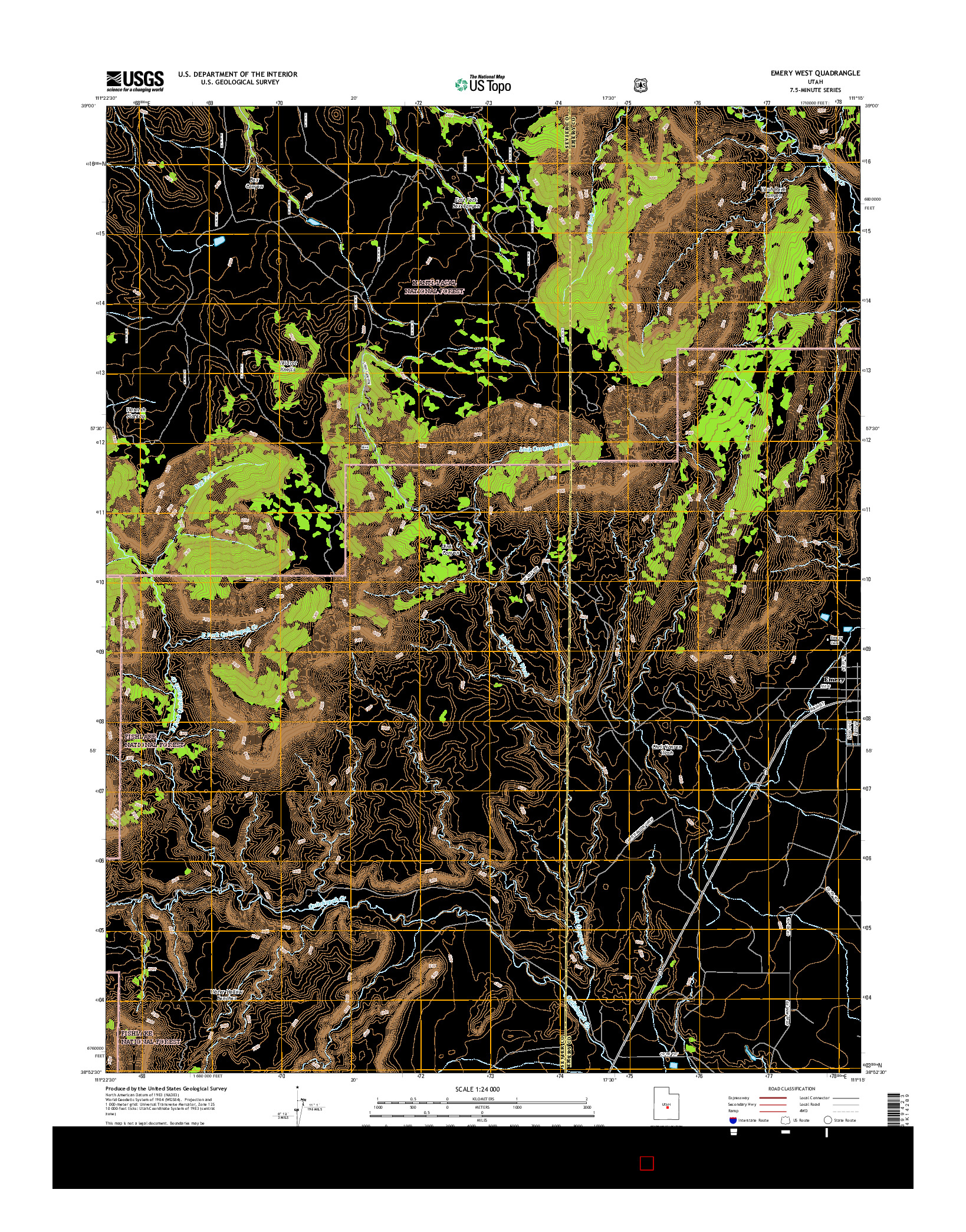 USGS US TOPO 7.5-MINUTE MAP FOR EMERY WEST, UT 2017