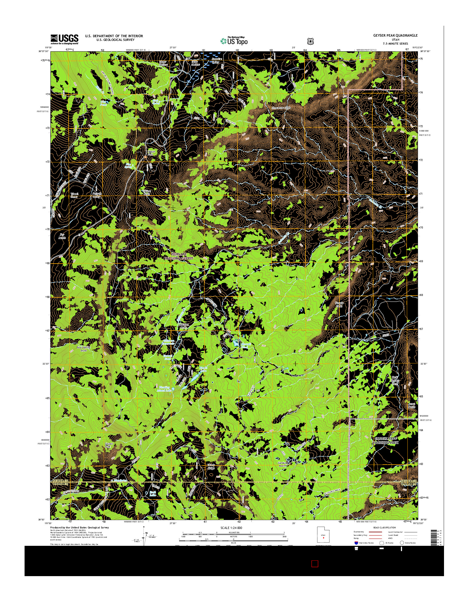 USGS US TOPO 7.5-MINUTE MAP FOR GEYSER PEAK, UT 2017