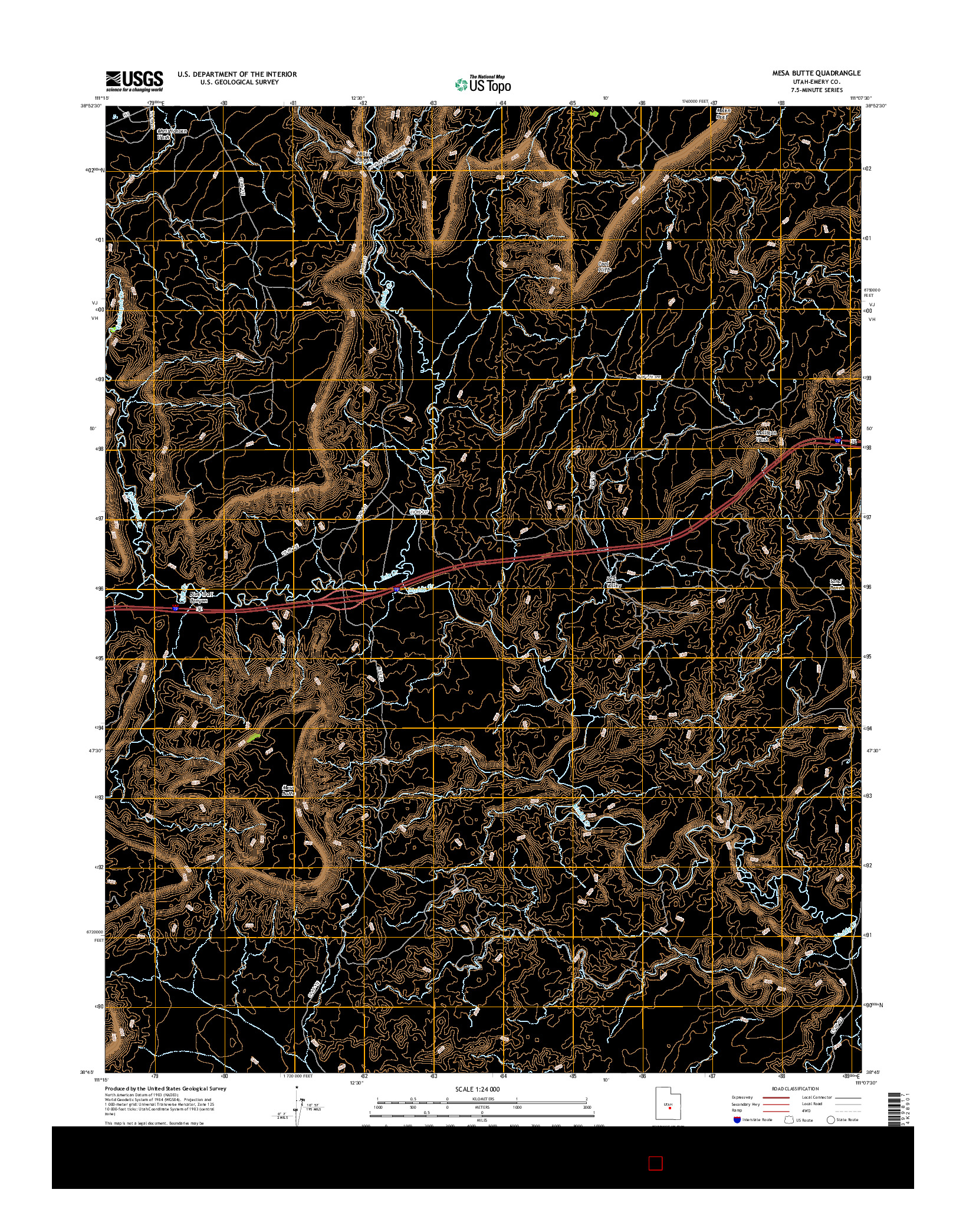 USGS US TOPO 7.5-MINUTE MAP FOR MESA BUTTE, UT 2017