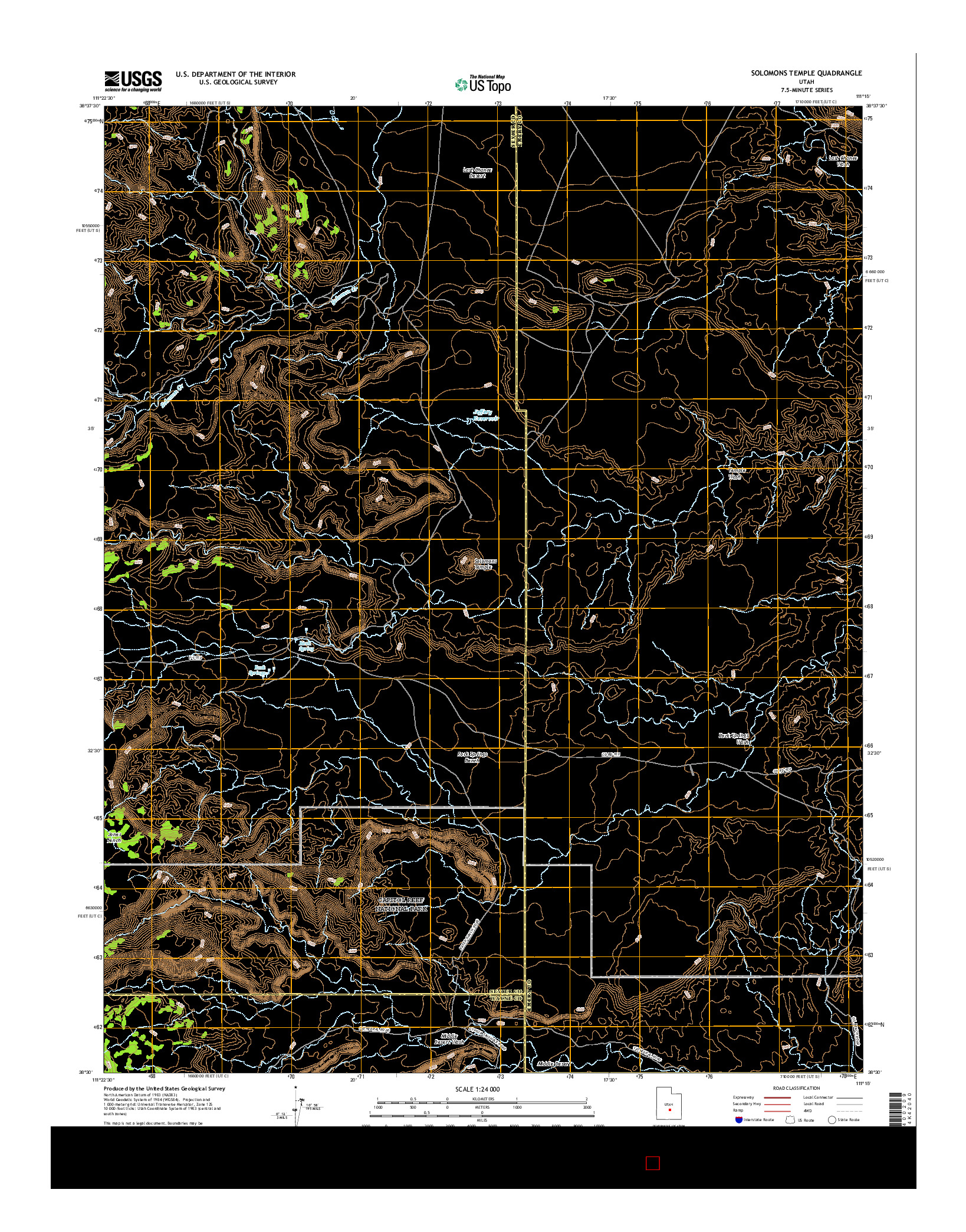 USGS US TOPO 7.5-MINUTE MAP FOR SOLOMONS TEMPLE, UT 2017
