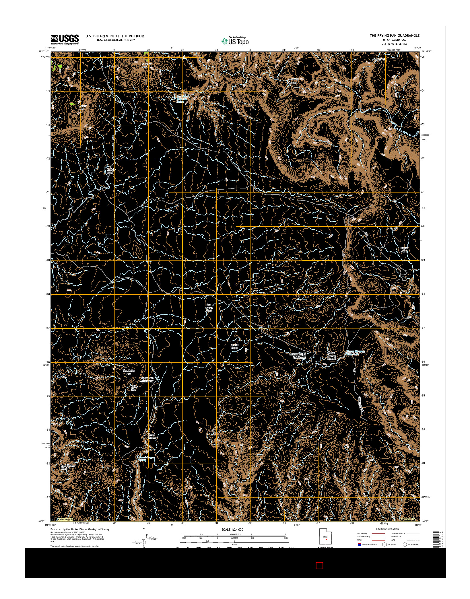 USGS US TOPO 7.5-MINUTE MAP FOR THE FRYING PAN, UT 2017