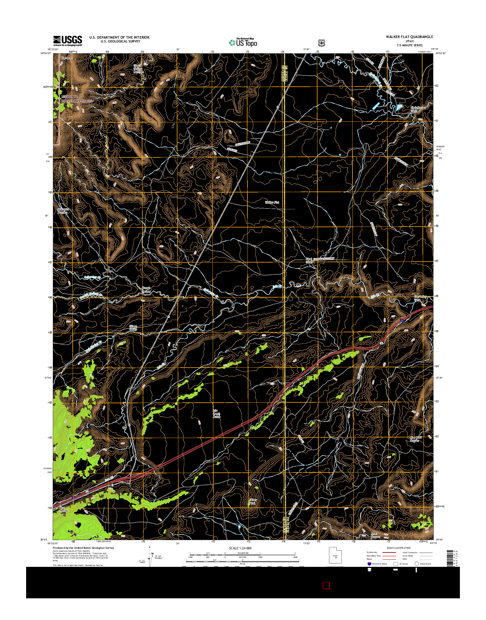 USGS US TOPO 7.5-MINUTE MAP FOR WALKER FLAT, UT 2017