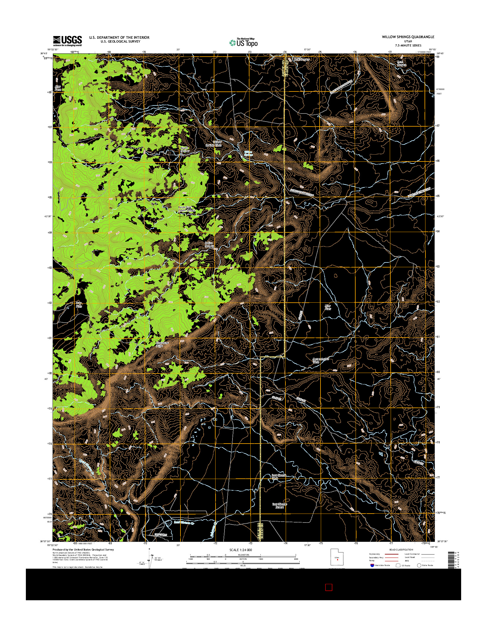 USGS US TOPO 7.5-MINUTE MAP FOR WILLOW SPRINGS, UT 2017