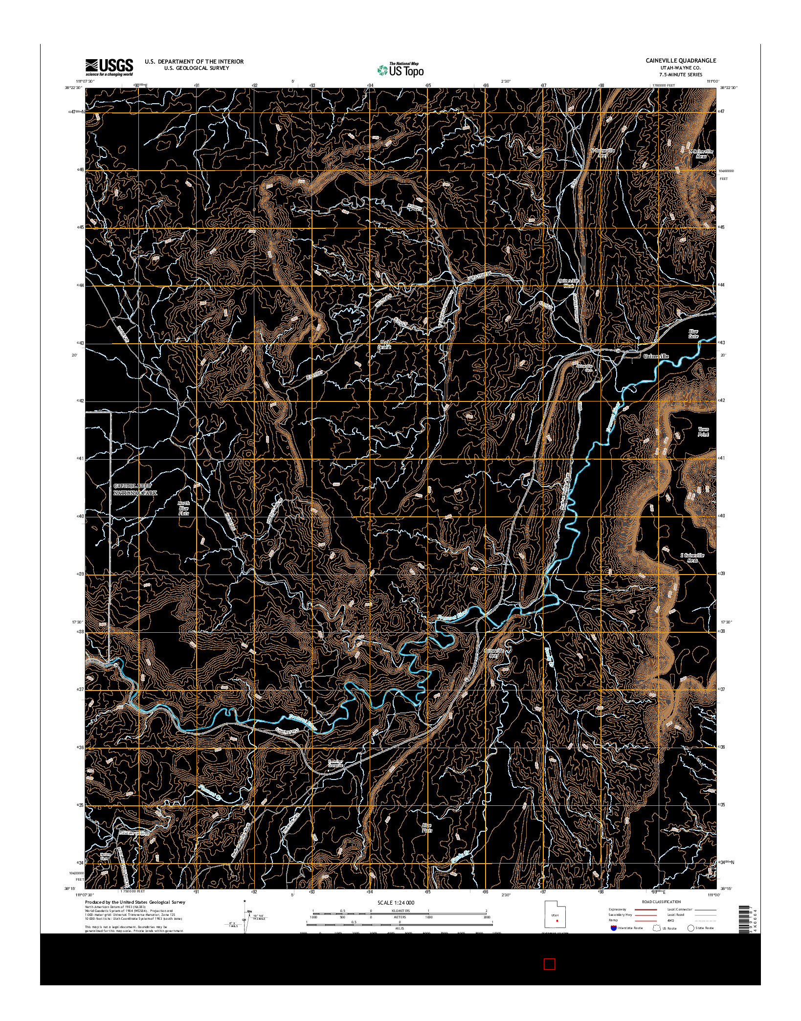 USGS US TOPO 7.5-MINUTE MAP FOR CAINEVILLE, UT 2017