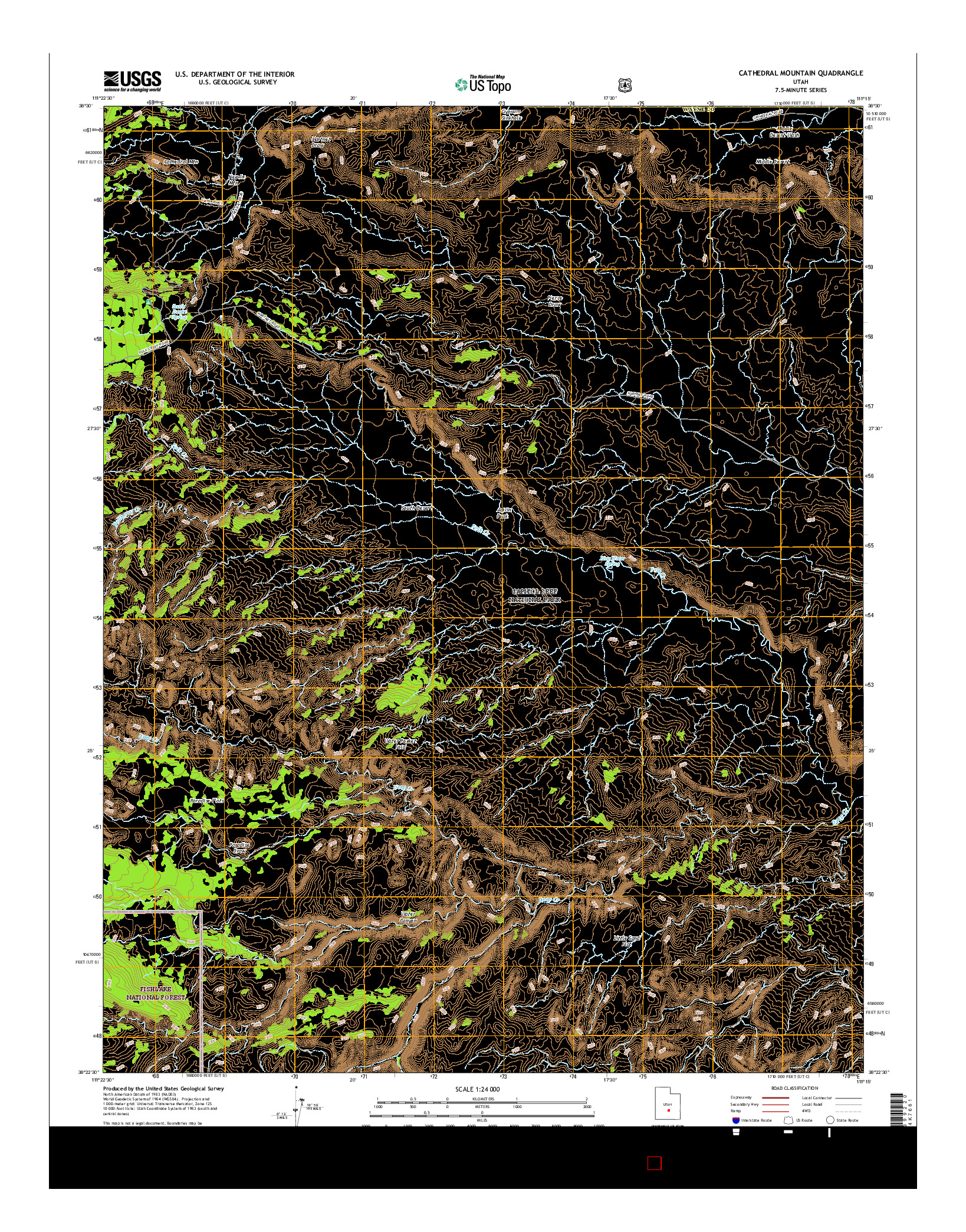 USGS US TOPO 7.5-MINUTE MAP FOR CATHEDRAL MOUNTAIN, UT 2017