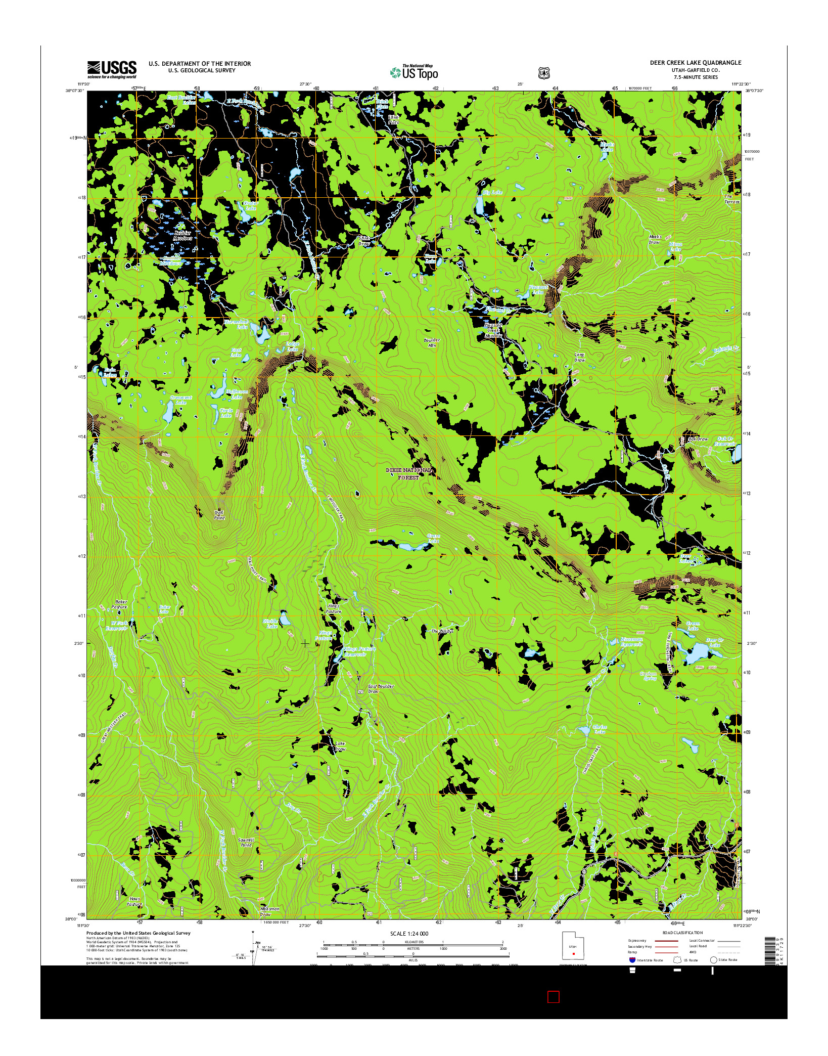 USGS US TOPO 7.5-MINUTE MAP FOR DEER CREEK LAKE, UT 2017